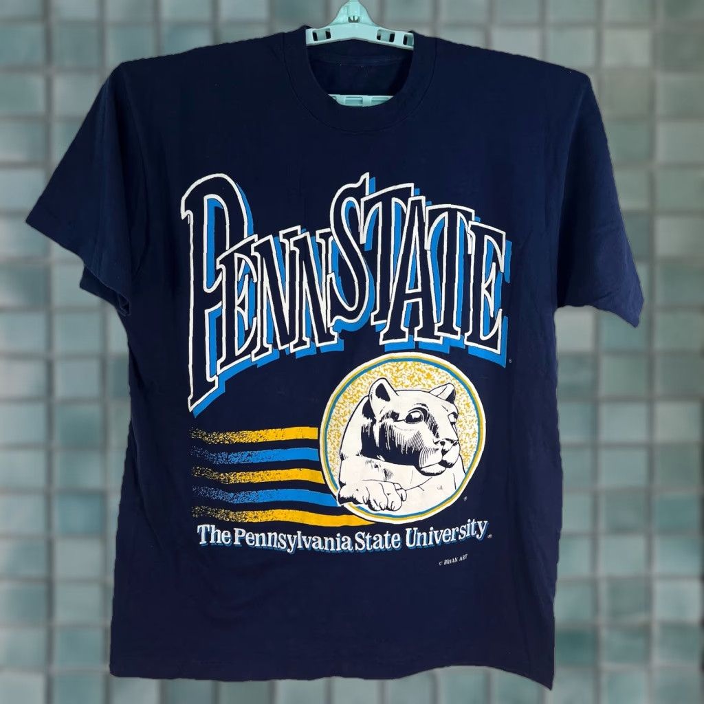 Penn VINTAGE Penn State T-shirt Nittany Lions Raised Letter Crew Neck Blue XL Men’s 90s College Football Graphic Print Short Sleeve USA Size US XL / EU 56 / 4 - 1 Thumbnail