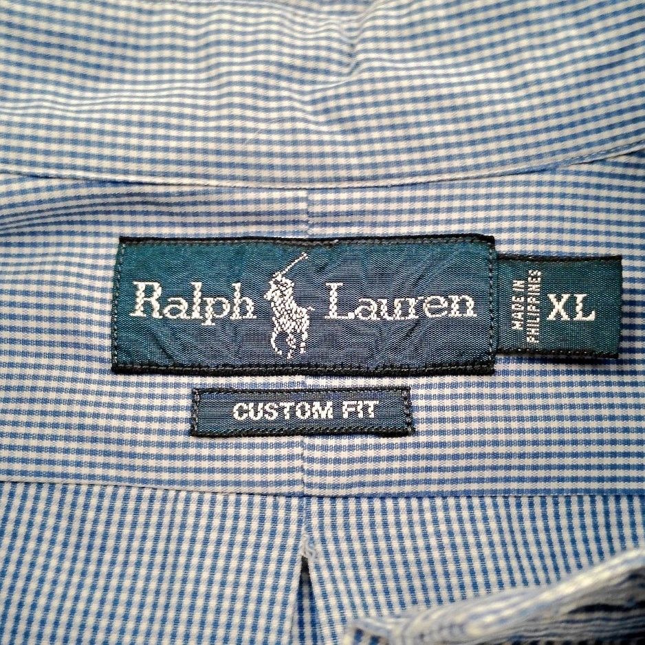 Ralph Lauren Ralph Lauren Custom Fit Blue Micro Checked Button Down Shirt Size US XL / EU 56 / 4 - 4 Thumbnail