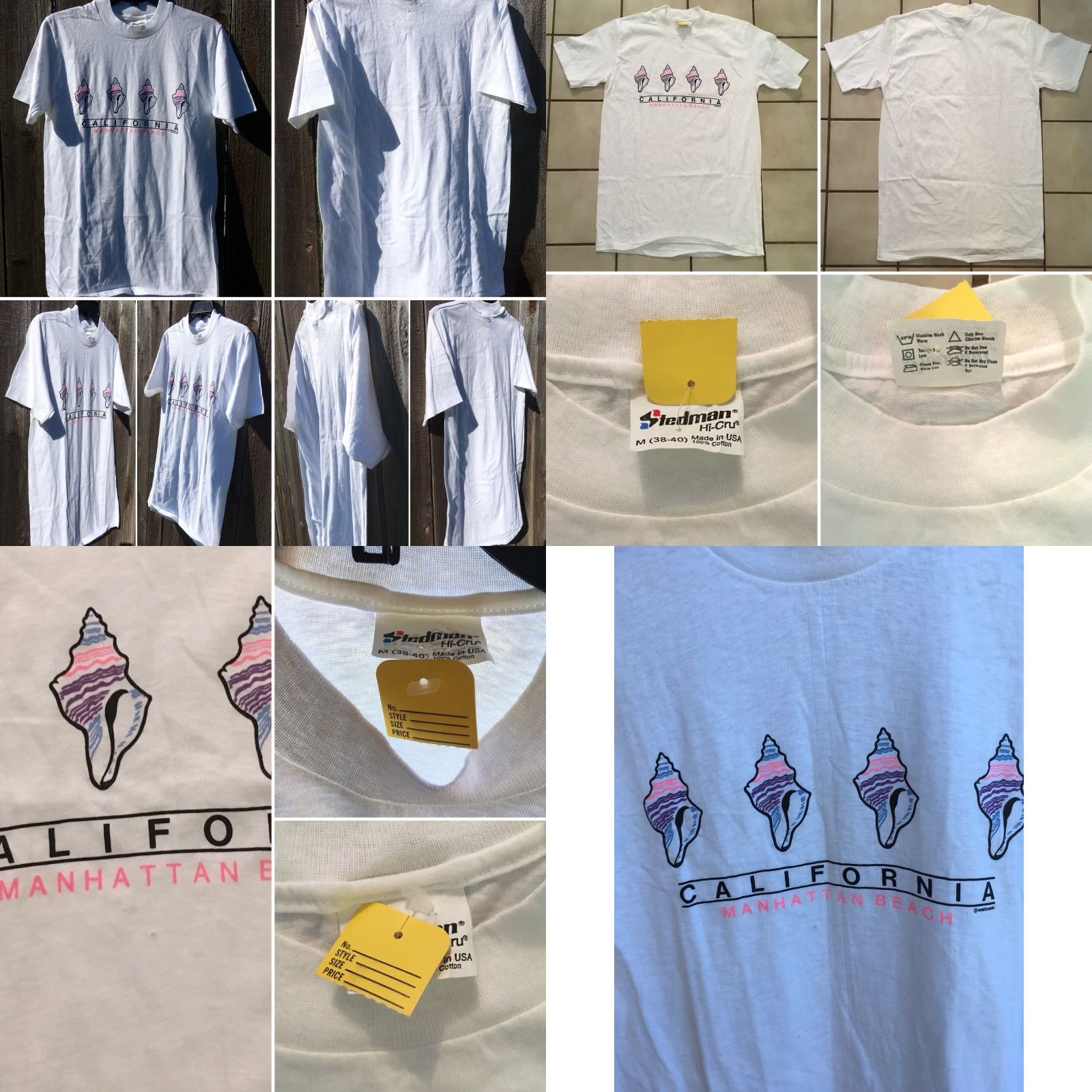 Vintage VINTAGE California Manhattan Beach T-Shirt Stedman M 38-40 White Graphic Tee Mens 1980s/1990s Size US M / EU 48-50 / 2 - 8 Thumbnail