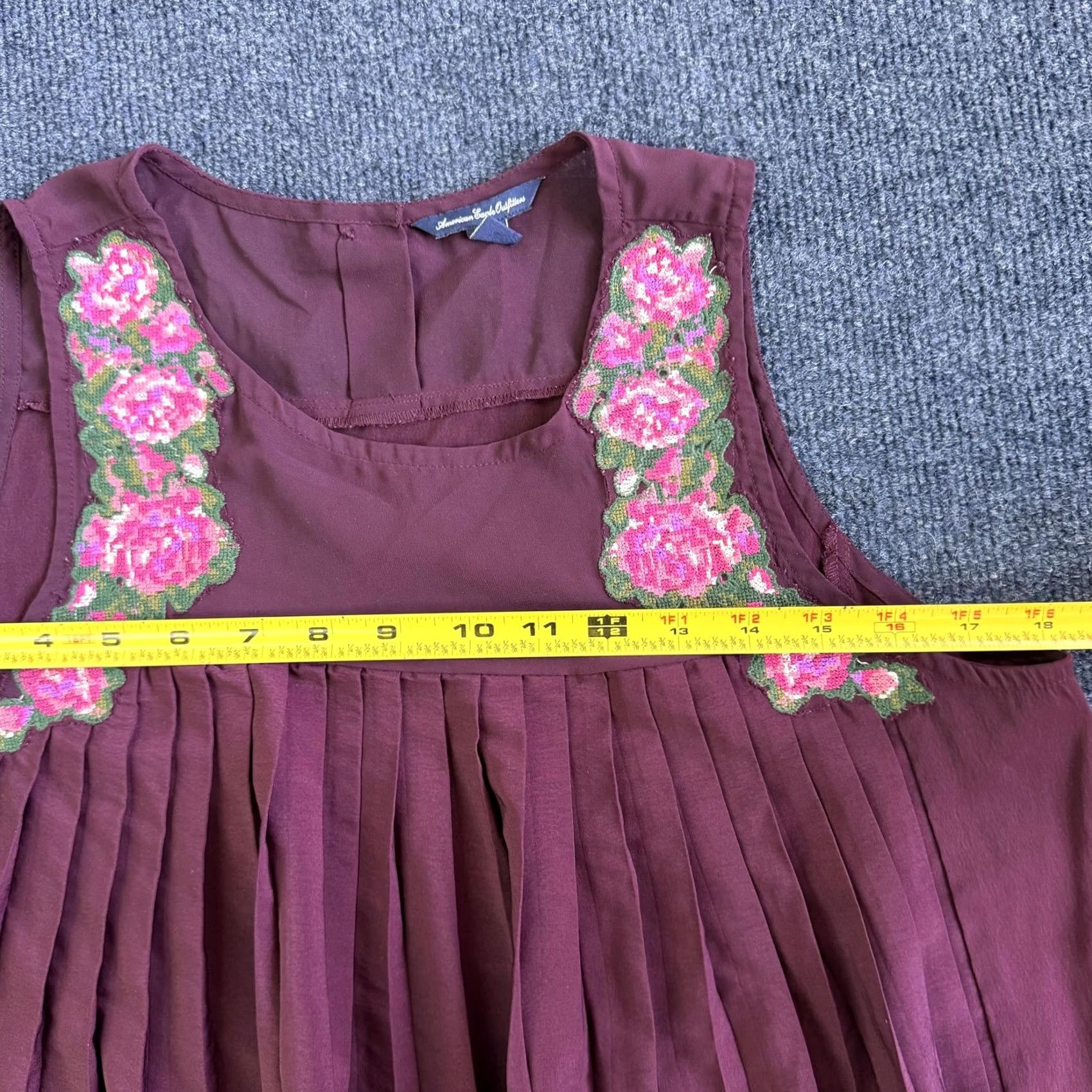 American Eagle Outfitters Y2K American Eagle Outfitters Tank Top Womens M Purple Floral Embroidered Boho Sleeveless Scoop Neck Shirt Ladies Size M / US 6-8 / IT 42-44 - 5 Thumbnail