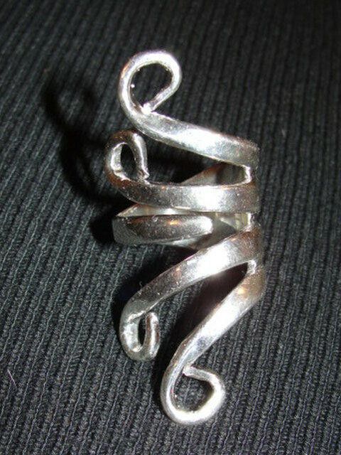 Handmade Sterling Silver Plated Brass Figural Fork Ring Size ONE SIZE - 3 Thumbnail