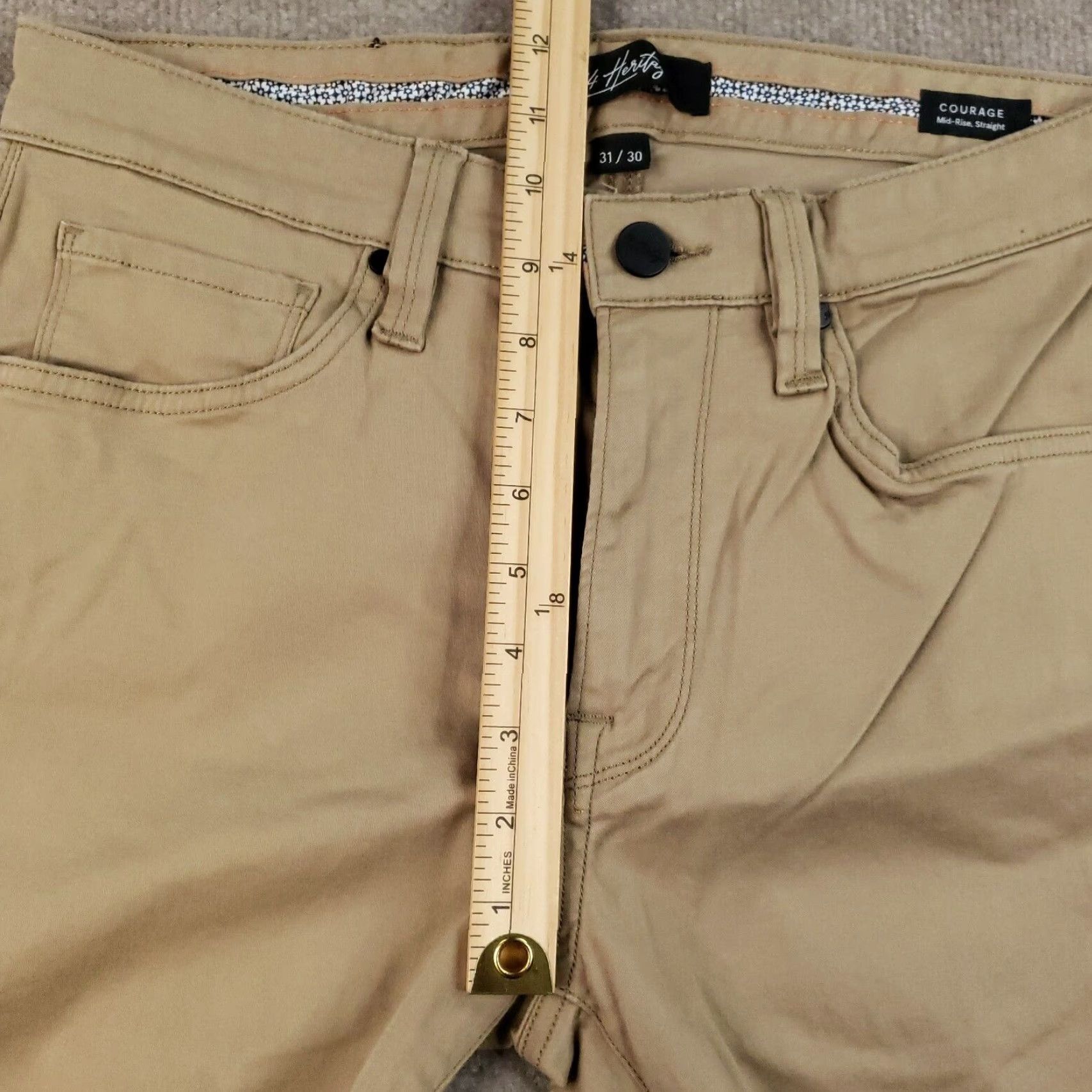 Vintage 34 Heritage Mens Pants 31x24 Brown Chino Flat Front Comfort Classic Regular Zip Straight Size US 31 - 7 Thumbnail