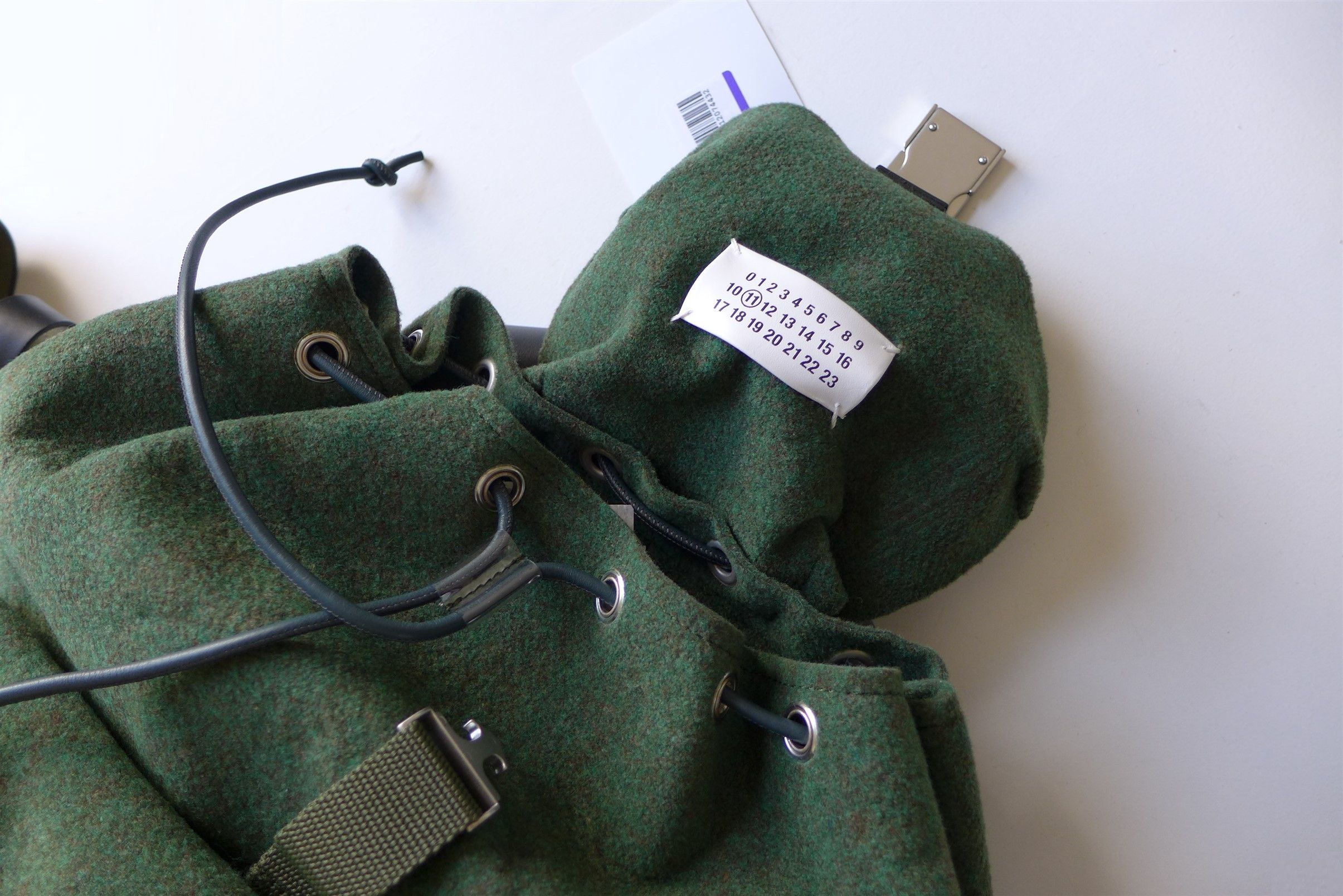 Maison Margiela Margiela FW21 Backpack - Green Felt & Calf Leather Size ONE SIZE - 12 Thumbnail