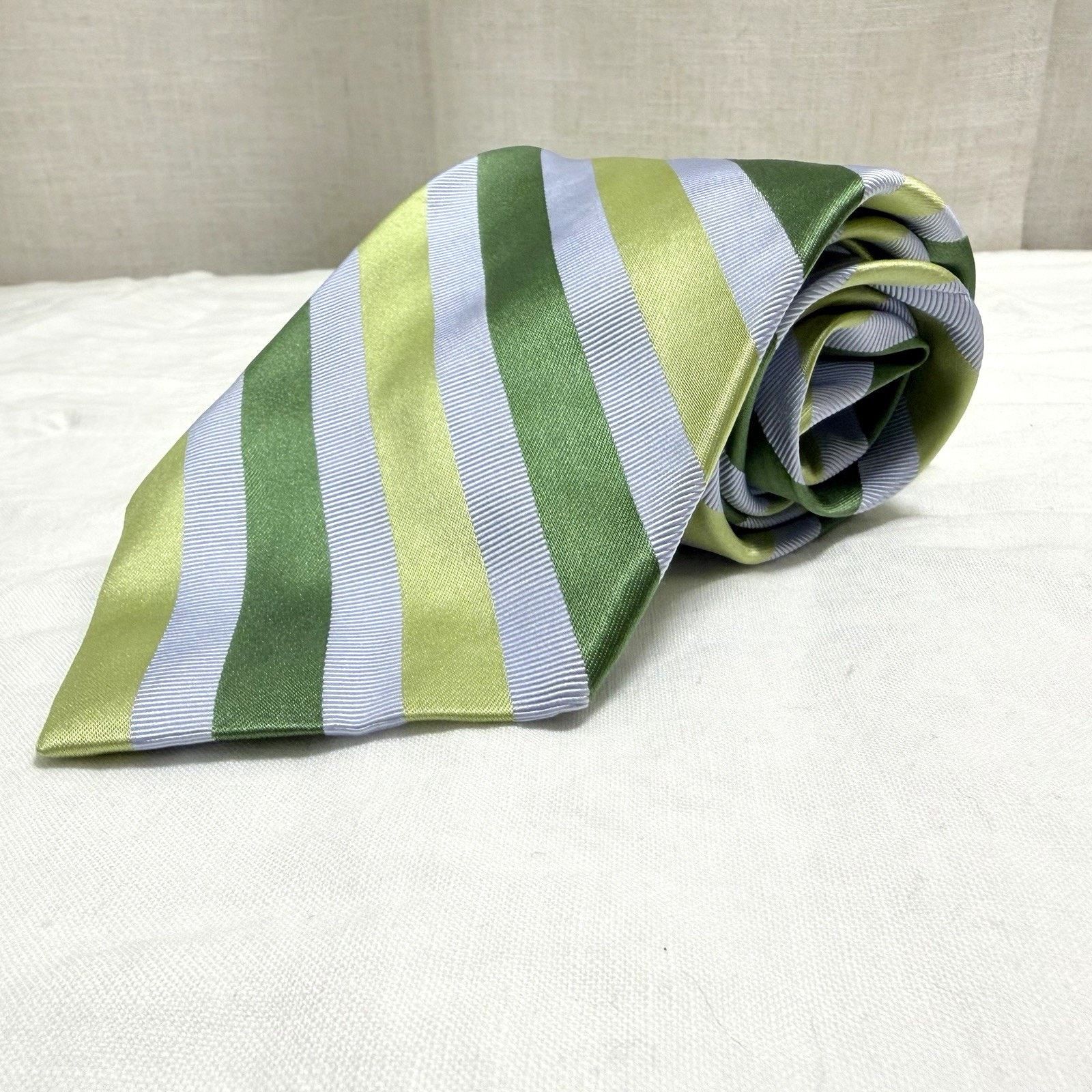 Brooks Brothers Brooks Brothers Makers Green/Blue Stripe Silkblend Tie 2000s Size ONE SIZE - 1 Thumbnail