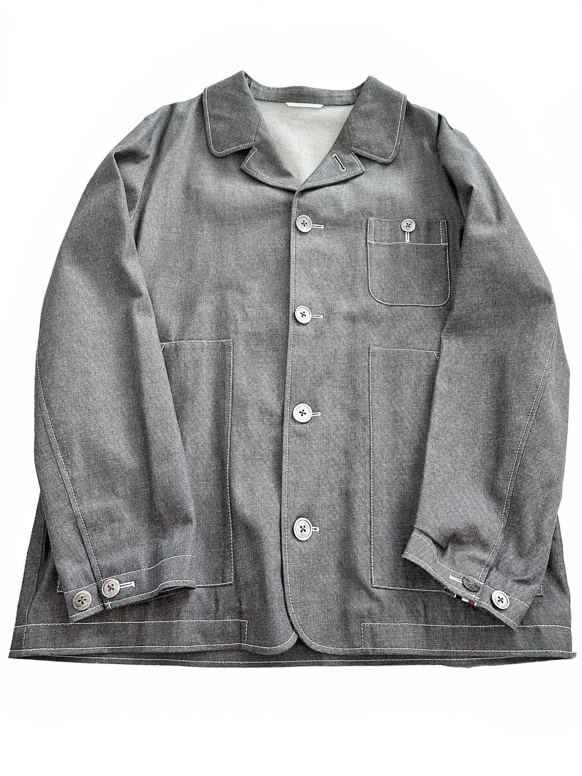 Thom Browne Sz3 Japanese Denim Round Collar Pocket Jacket Size US L / EU 52-54 / 3 - 3 Thumbnail