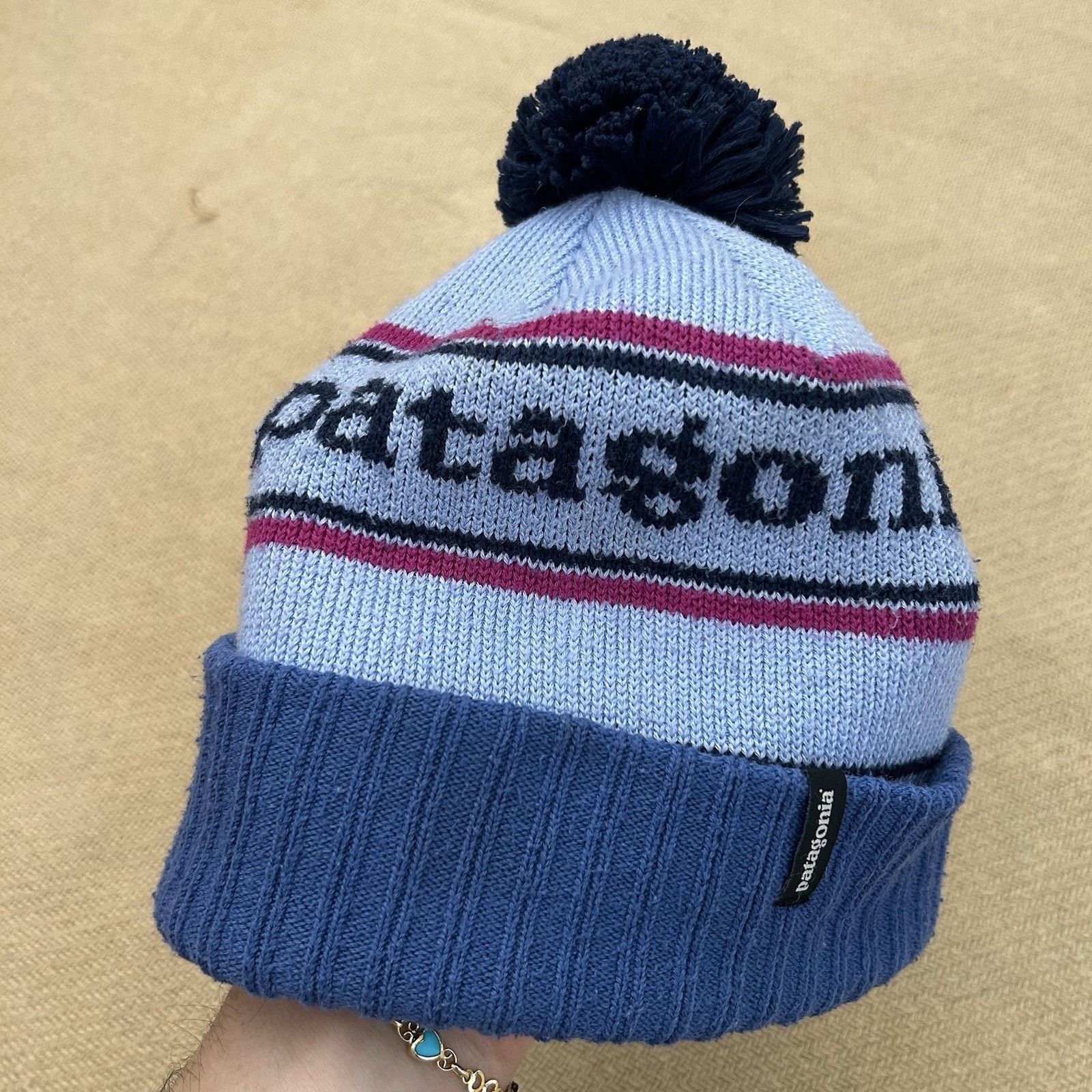 Patagonia Patagonia Powder Town Knit Spellout Pom Pom Beanie Size ONE SIZE - 2 Thumbnail