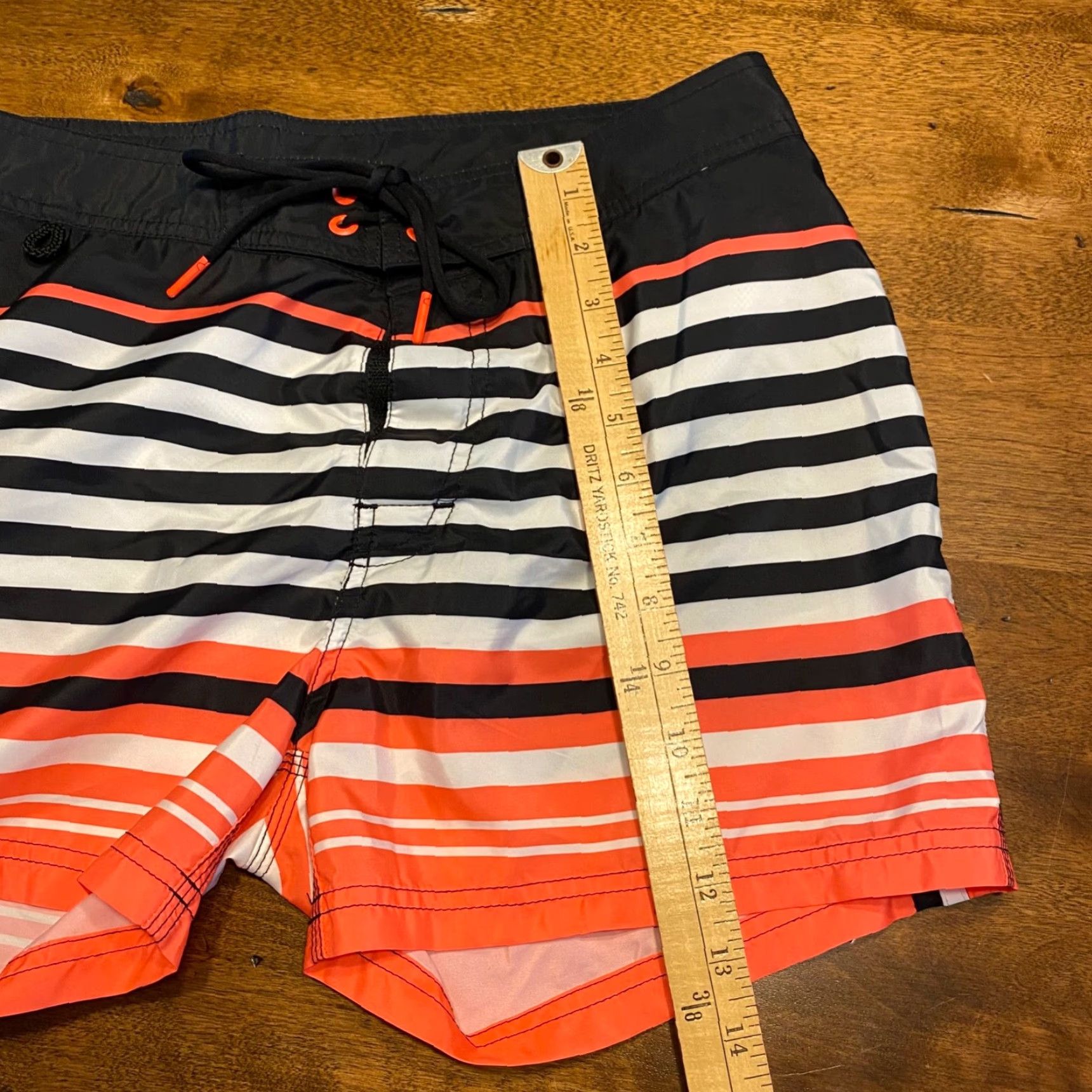 Sundek Sundek Swim Trunks Mens 30 Black White Orange Drawstring Lined 3" I Board Shorts Size US 30 / EU 46 - 7 Thumbnail