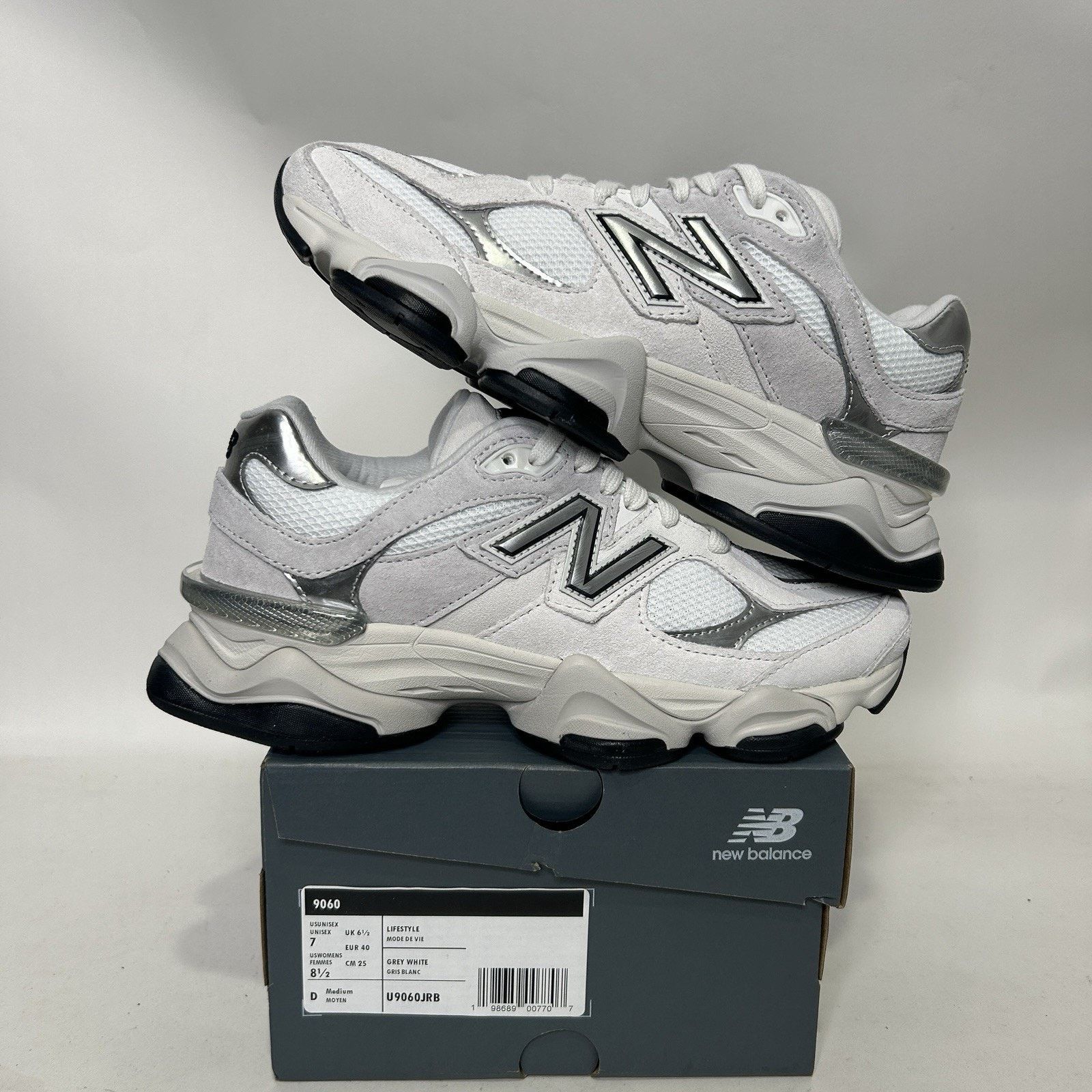 New Balance New Balance 9060 'White Black Metallic Silver' U9060JRB Size US 8.5 / IT 38.5 - 1 Thumbnail