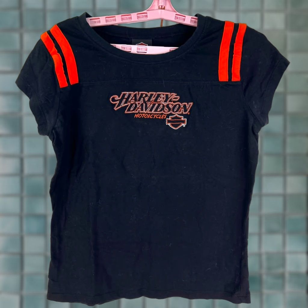 Harley Davidson Harley-Davidson Womens T-Shirt Embroidered Top L Black Vintage No Size L / US 10 / IT 46 - 1 Thumbnail