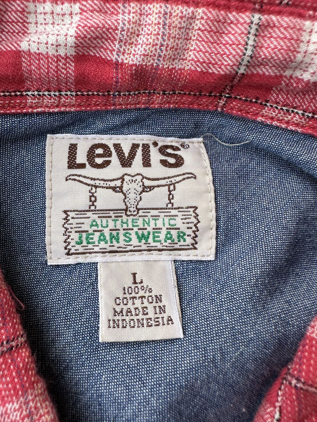 Levi's Levi’s Western Pink Salmon Snapped Plaid Flannel Shirt Size US L / EU 52-54 / 3 - 9 Thumbnail