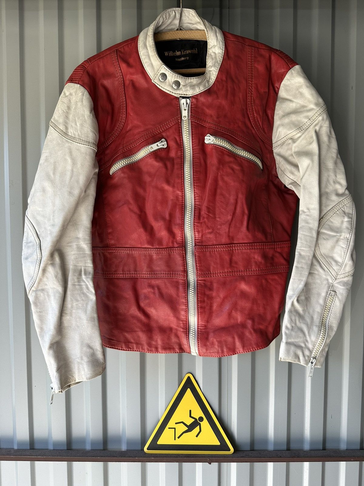 image of Leather Jacket x Racing Vintage Genuine Leather High Quality Racing Jacket Hype, Men's (Size Small)