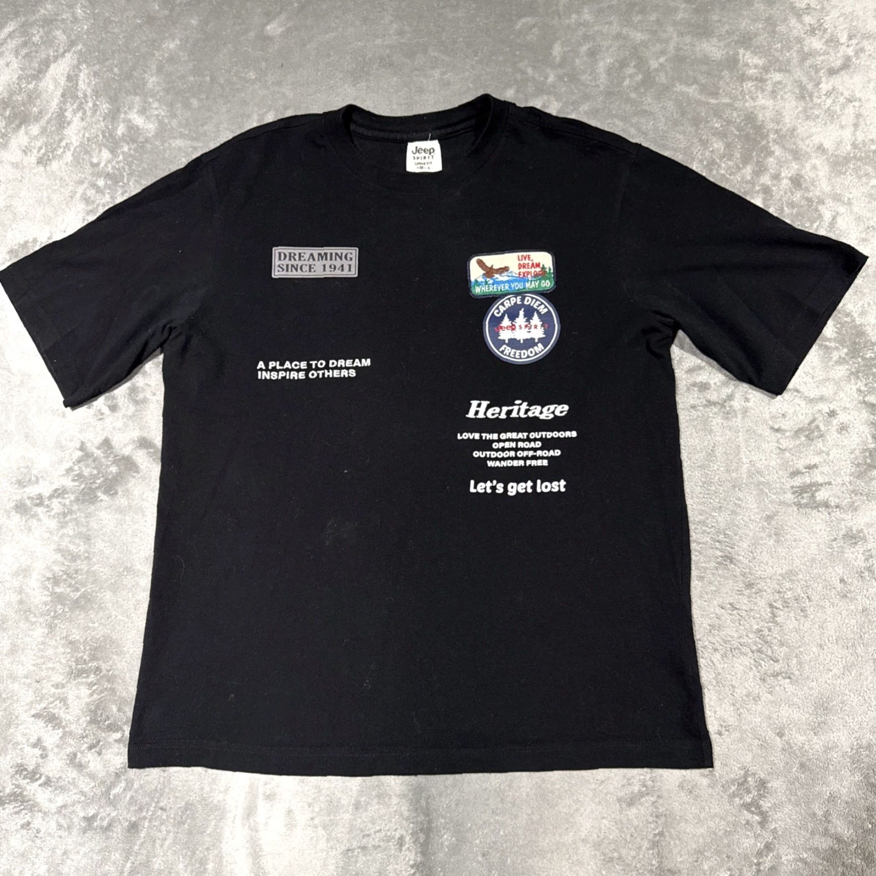 Jeep Jeep Spirit T Shirt Mens Size Medium Black Heritage Embroidered Patch Shirt Men Size US M / EU 48-50 / 2 - 2 Thumbnail