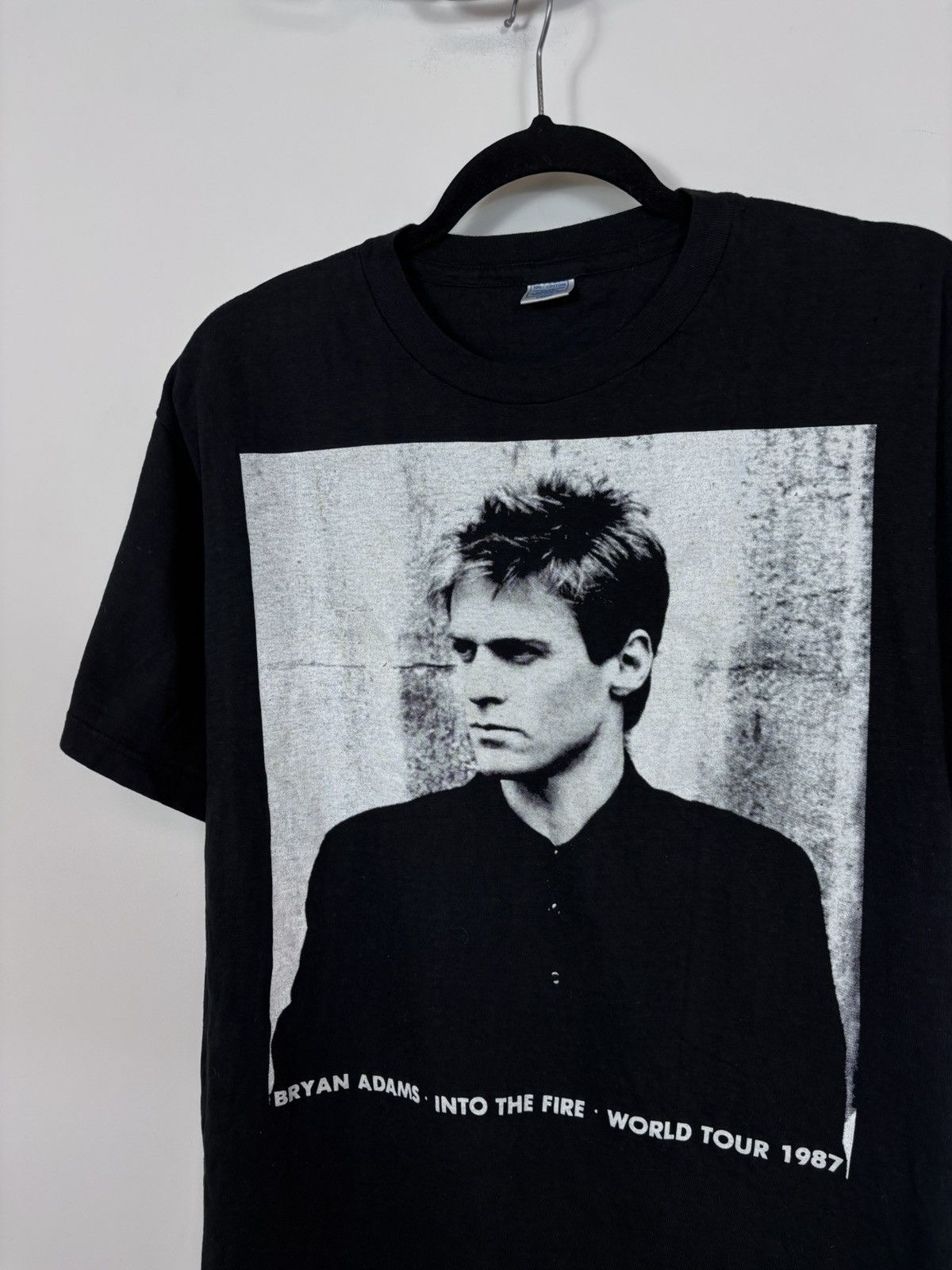 Band Tees Vintage Bryan Adams 1987 Into The Fire World Tour Black Tee Size US L / EU 52-54 / 3 - 6 Thumbnail