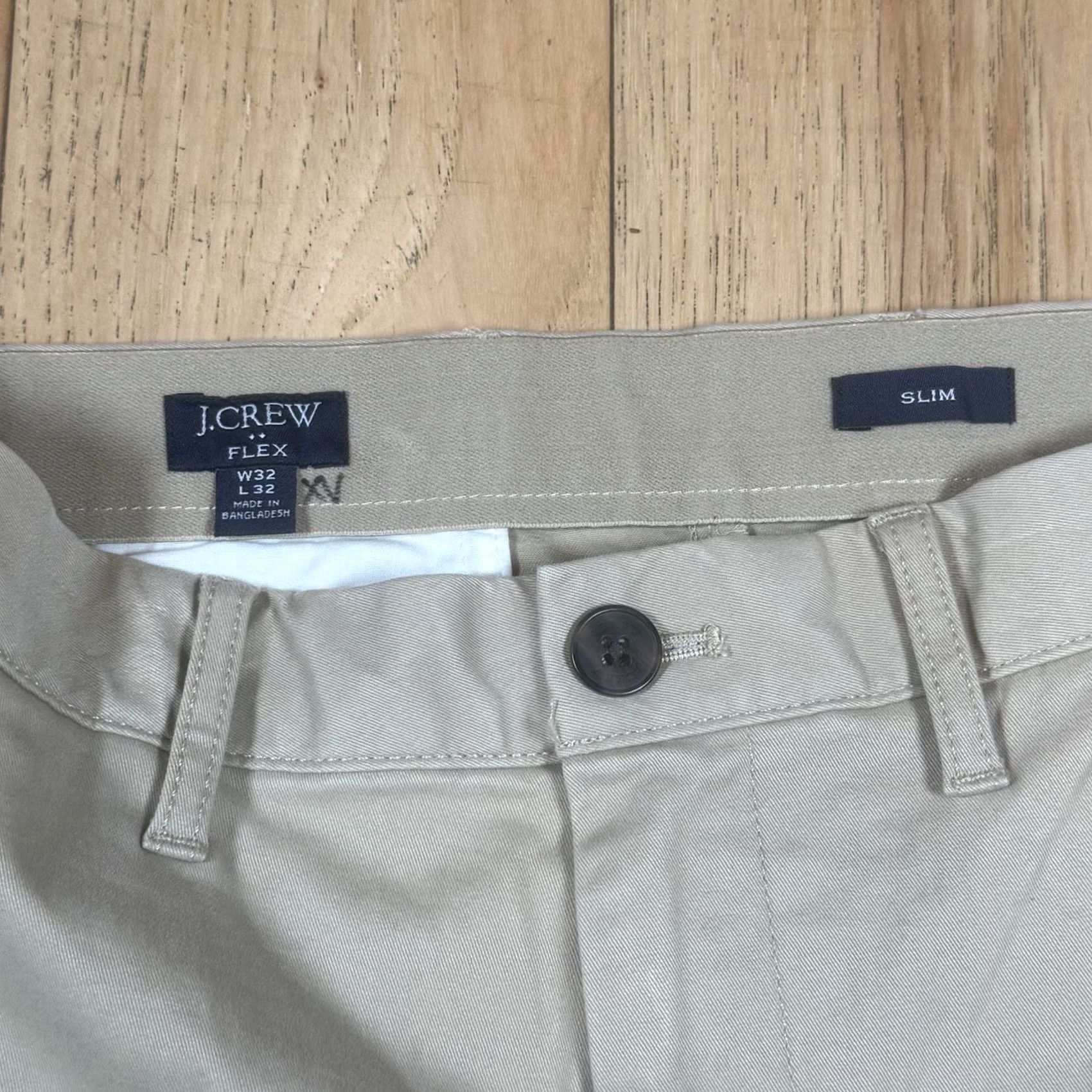 J.Crew J.CREW Chino Pants Mens 32x32 Straight Slim Flex Stretch Cotton Workwear Casual Beige 32 Inseam Slim Leg Style Straight Men's Pants Size US 32 / EU 48 - 5 Thumbnail
