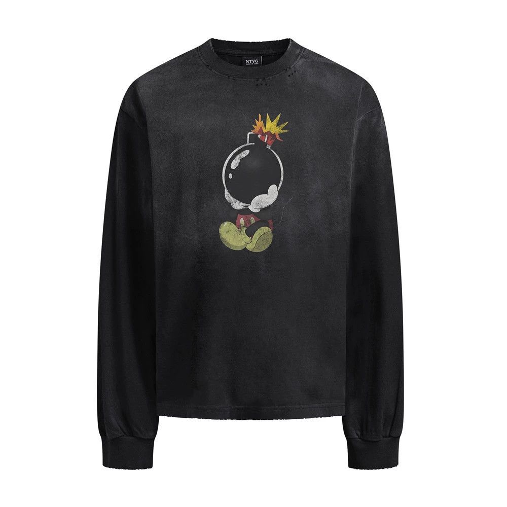 Vintage Men's distressed cotton long-sleeved cartoon print T-shirt Size US M / EU 48-50 / 2 - 1 Thumbnail