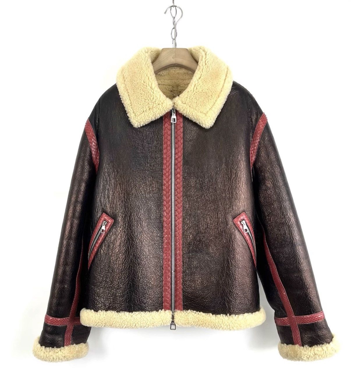 Louis Vuitton Louis Vuitton Black & Red Python Shearling Jacket K12 Size US L / EU 52-54 / 3 - 1 Thumbnail