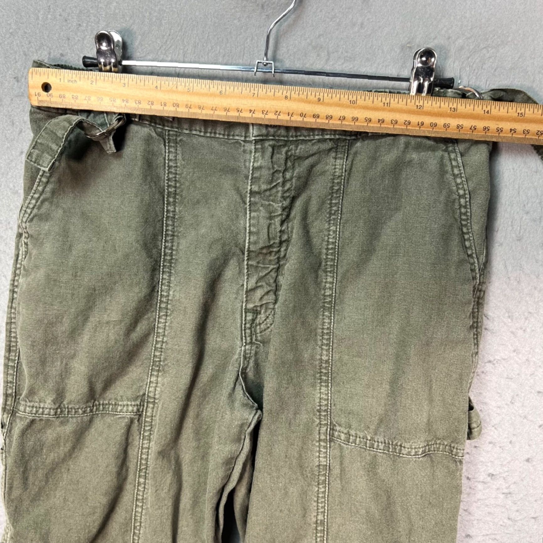 Vintage AG Adriano Goldschmied The Noten Carpenter High Rise Straight Pants Olive Green 26R Women's Pants Size 26" / US 2 / IT 38 - 6 Thumbnail