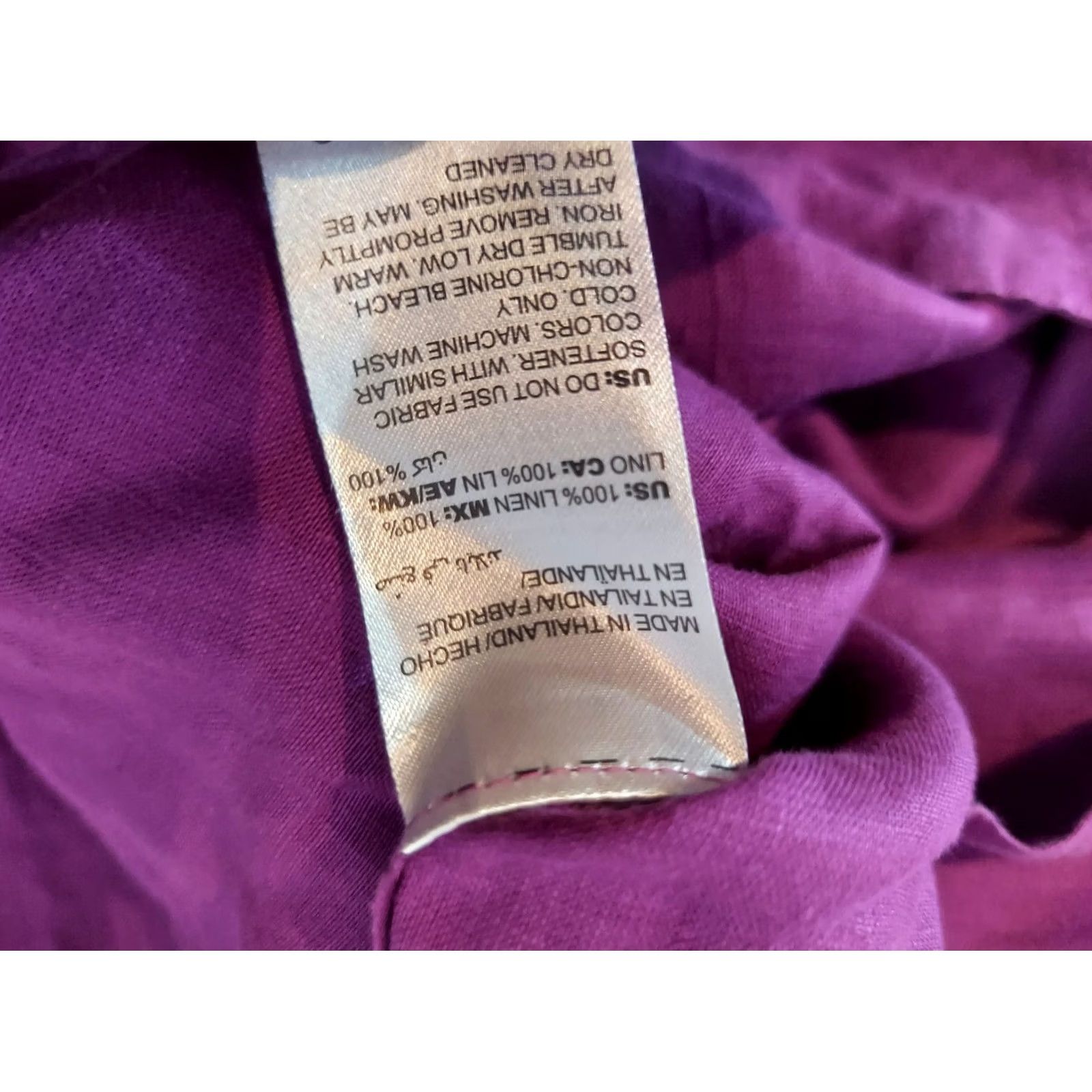 Vintage Womens Chico's Blouse Shirt Linen Purple 1 L Large Button Cotton Dress Shirt Womens Size XS / US 0-2 / IT 36-38 - 4 Thumbnail