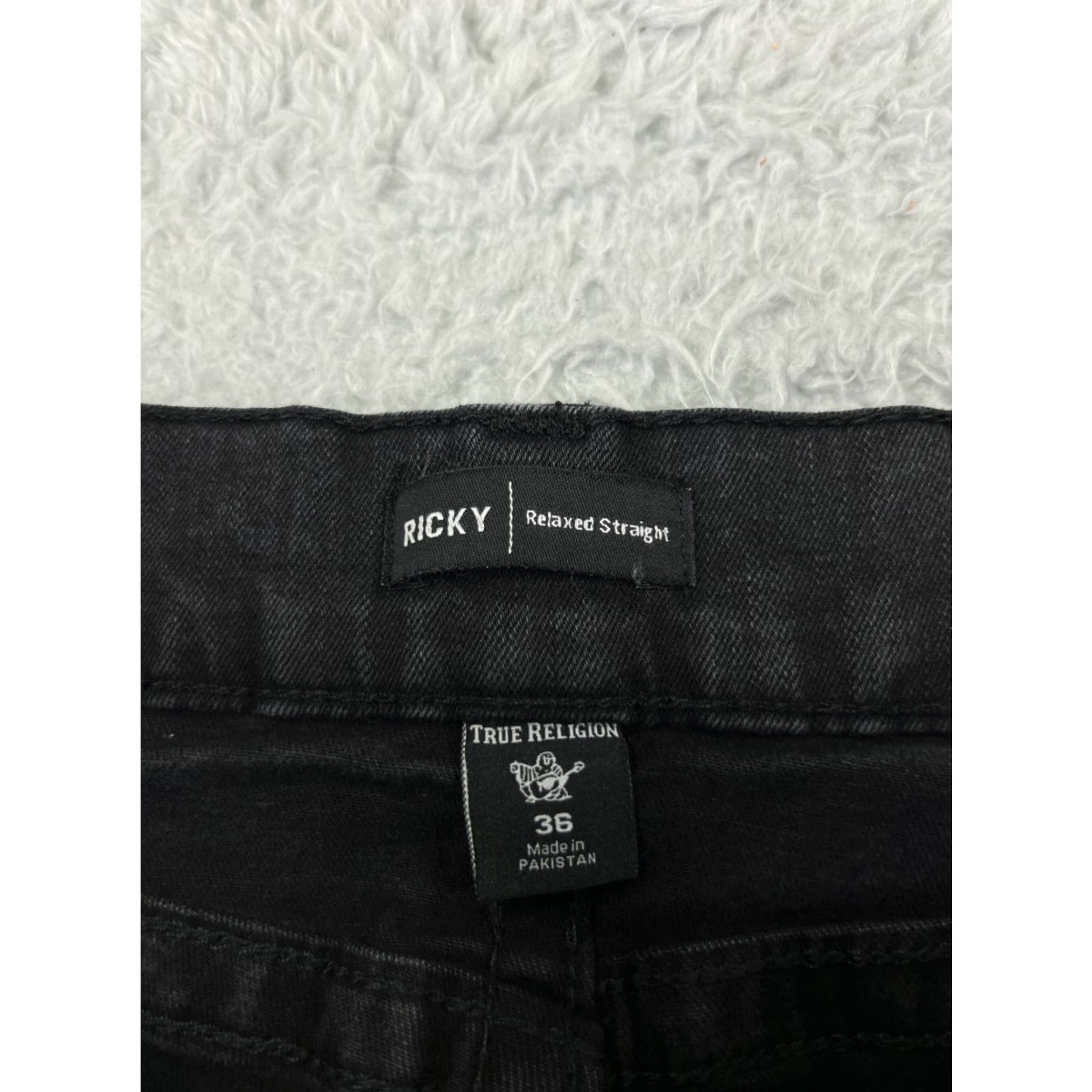 True Religion True Religion Jeans Mens Relaxed Straight Leg 36x32 Black Cotton Blend Size US 36 / EU 52 - 3 Thumbnail