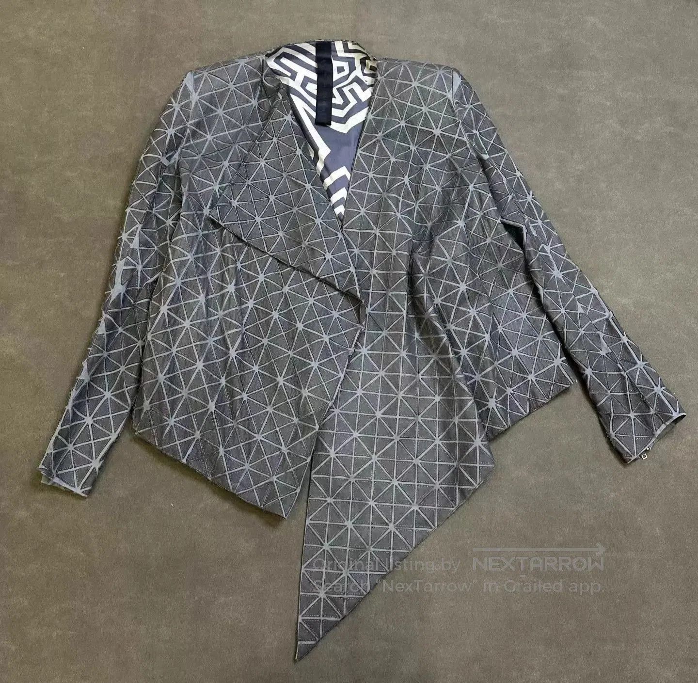 Gareth Pugh Gray Geometric Pattern Wrap Front Jacket Size S. Size US S / EU 44-46 / 1 - 1 Thumbnail