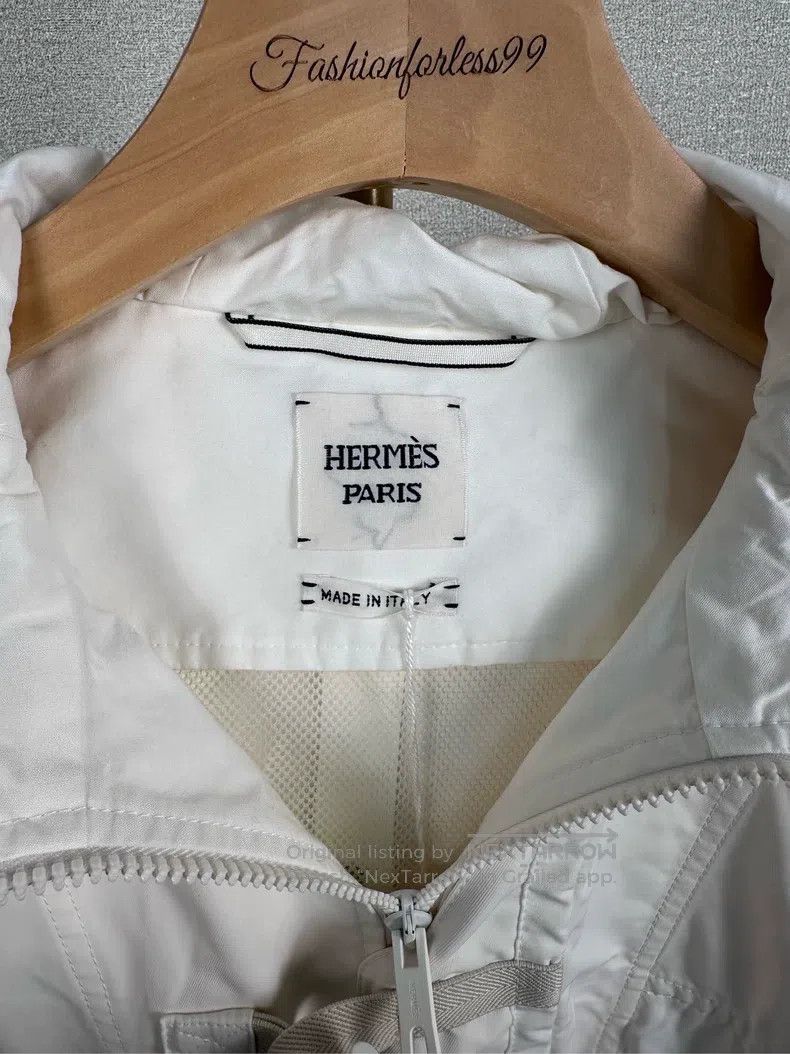 Hermes Hermes White Long Windbreaker Jacket Size XS / US 0-2 / IT 36-38 - 3 Thumbnail