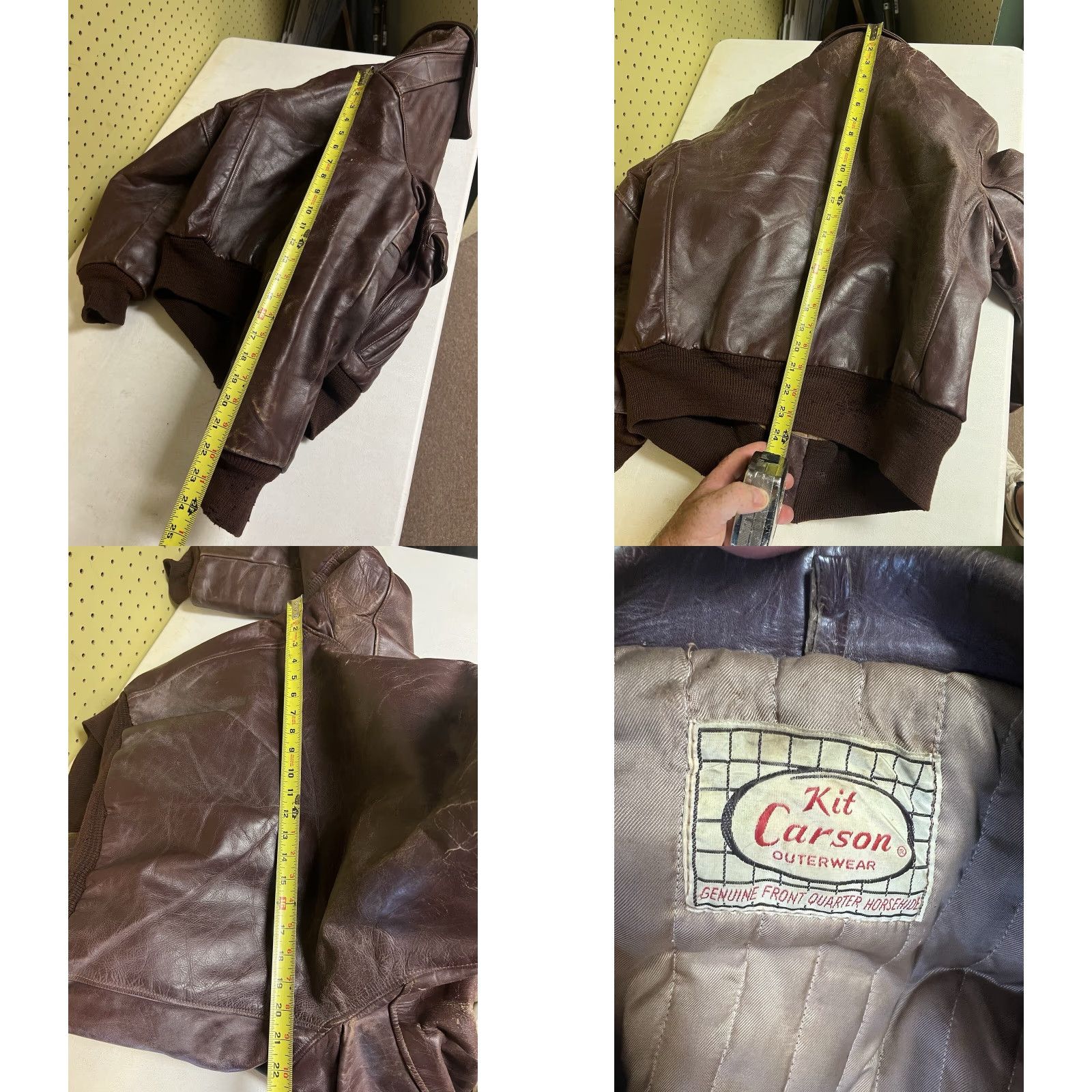 Vintage VINTAGE Kit Karson Jacket Leather Zip Bomber 42 Mens Brown 1940s 1950s Western True Vintage Full Zip Short Sleeve Long Sleeves Casual Size US XS / EU 42 / 0 - 8 Thumbnail