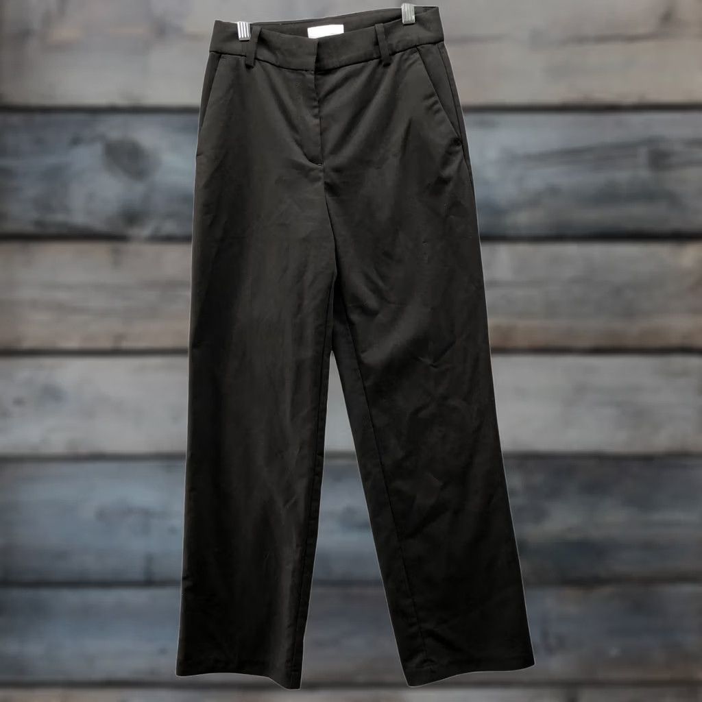 H&M H&M Wide Leg Dress Pants Womens 2 Black High Rise Relaxed Straight Flat Front Size 26" / US 2 / IT 38 - 1 Thumbnail