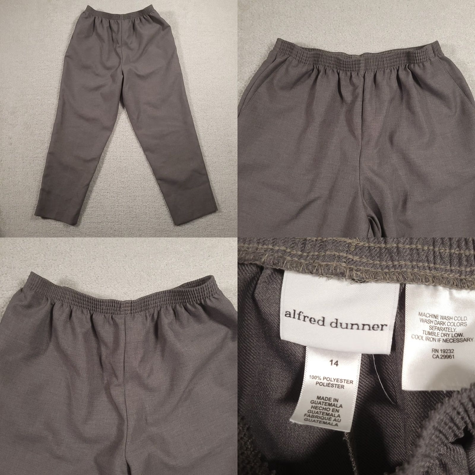Vintage Alfred Dunner Pants Womens 14 Gray Elastic Waist Pull On Dress Pants Size 36" / US 14 / IT 50 - 8 Thumbnail