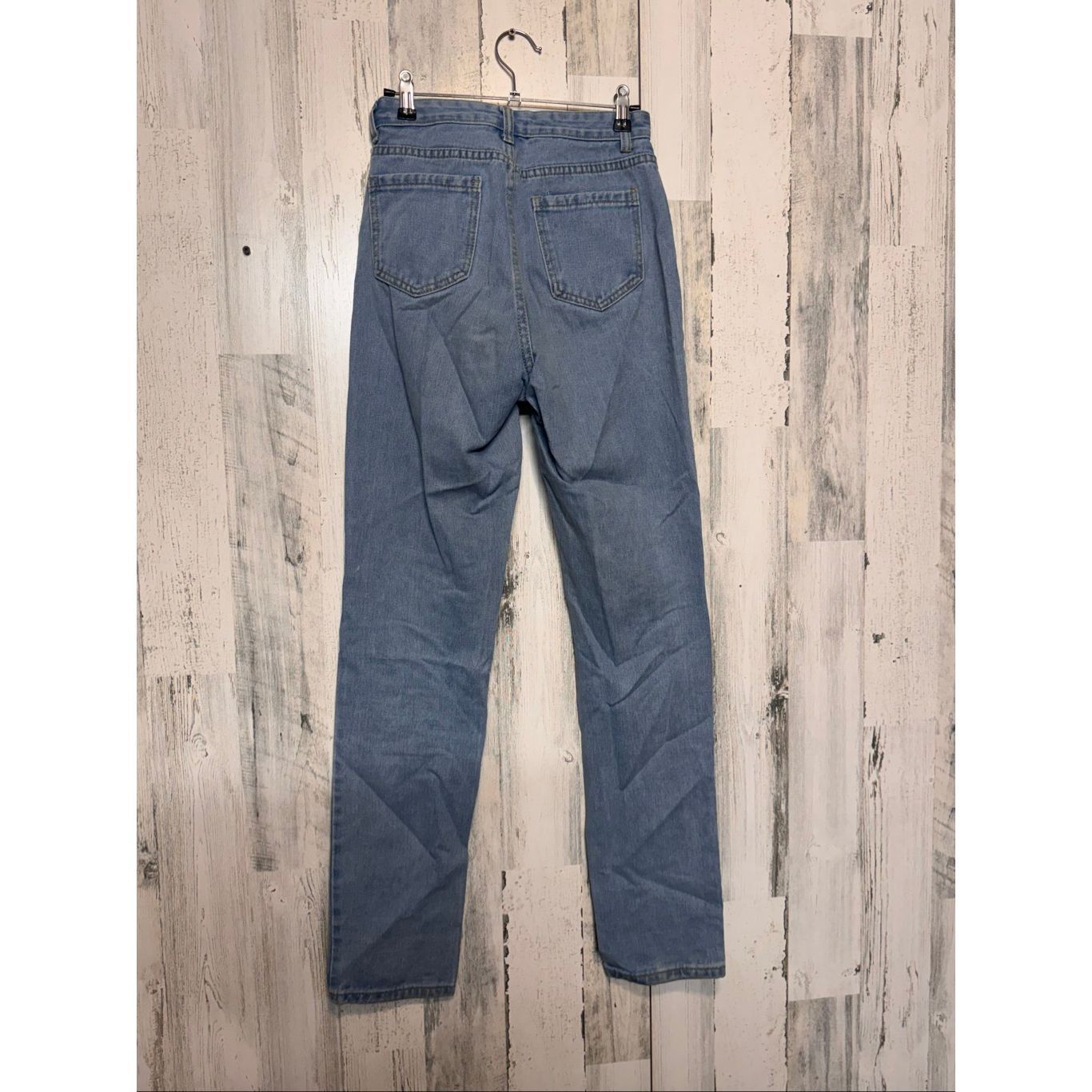 Shein Shein XS High Rise Blue Skinny Jeans Distressed Knee Stretch Size 25" / US 0 / IT 36 - 2 Thumbnail