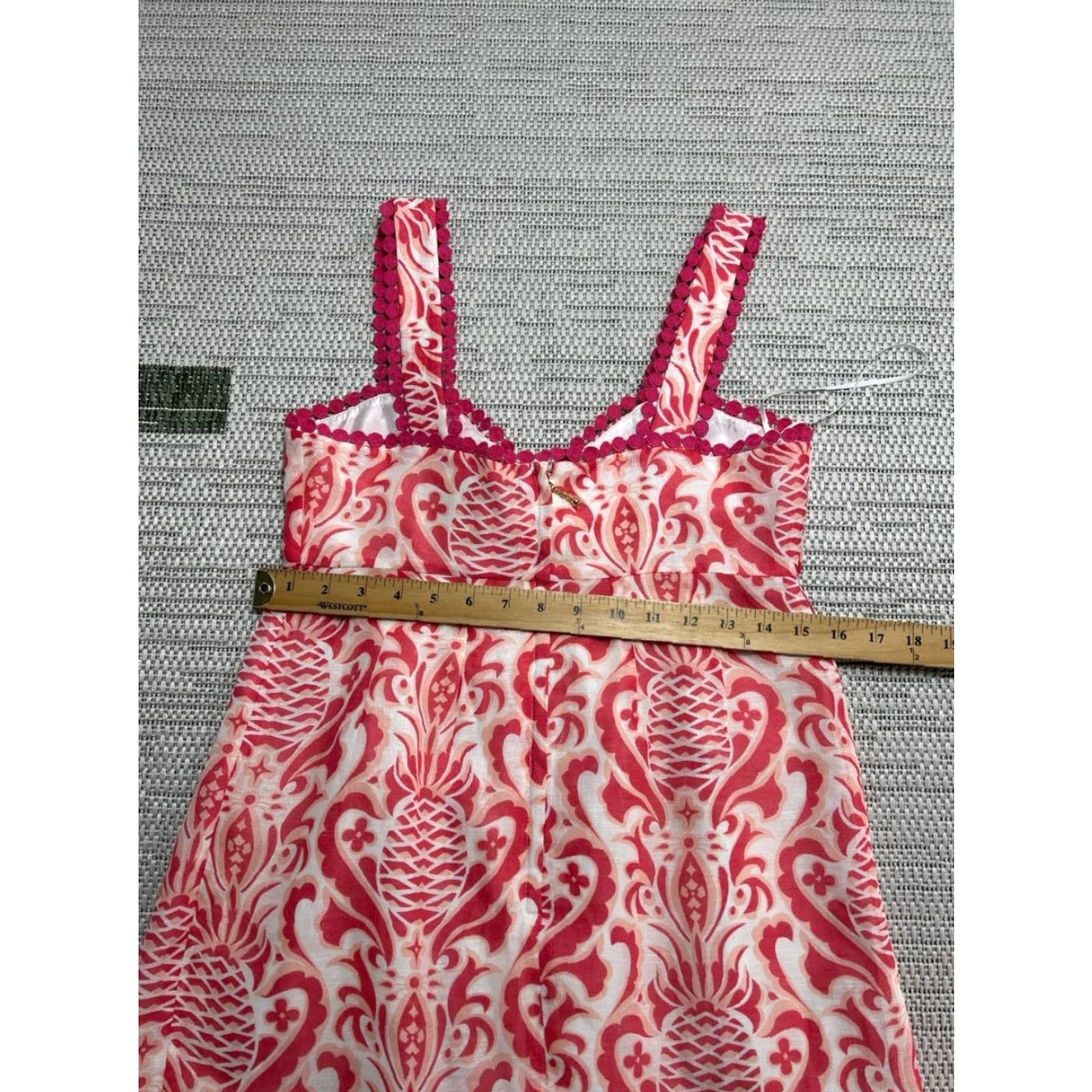 Vintage kate spade new york Blouse Top Womens 4 Pink Linen Silk Pineapple Print Sleeveless V-Neck Zip Casual Lightweight Easy Care Size S / US 4 / IT 40 - 4 Thumbnail