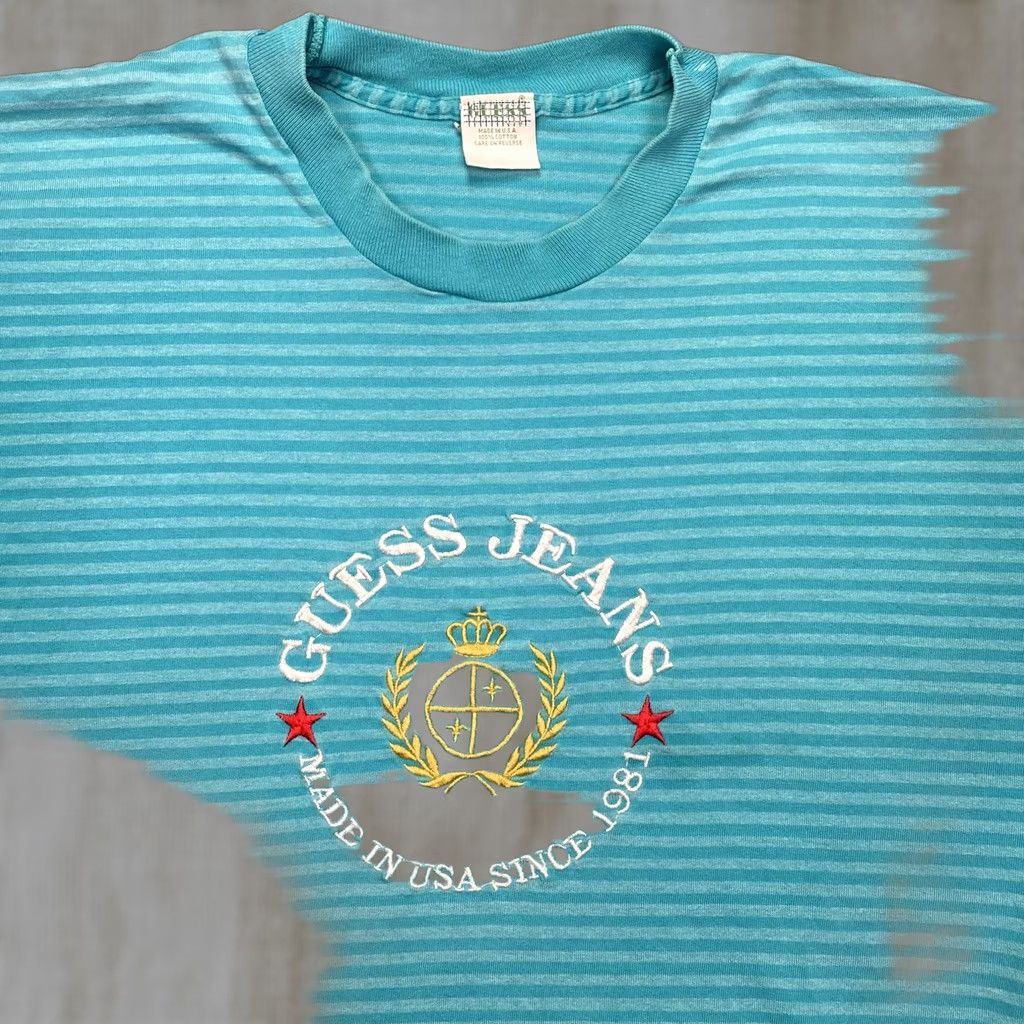 Guess VINTAGE Guess Jeans Shirt Mens Large Blue Striped Embroidered Crest ASAP ROCKY Size US L / EU 52-54 / 3 - 1 Thumbnail