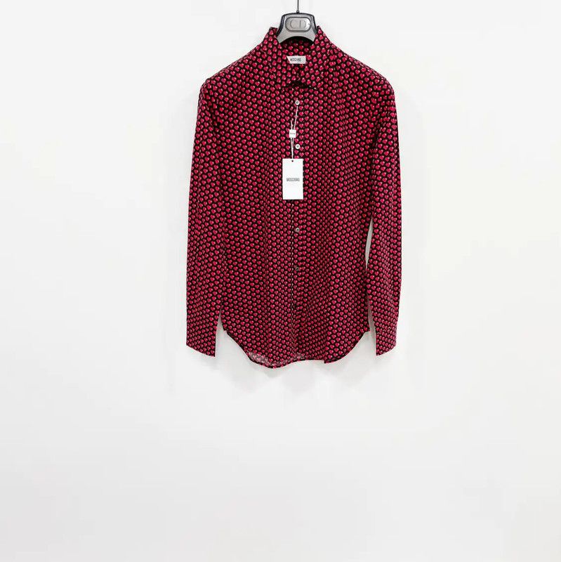 Moschino Moschino Red Cotton Long Sleeve Shirt 0089 Size US L / EU 52-54 / 3 - 1 Thumbnail