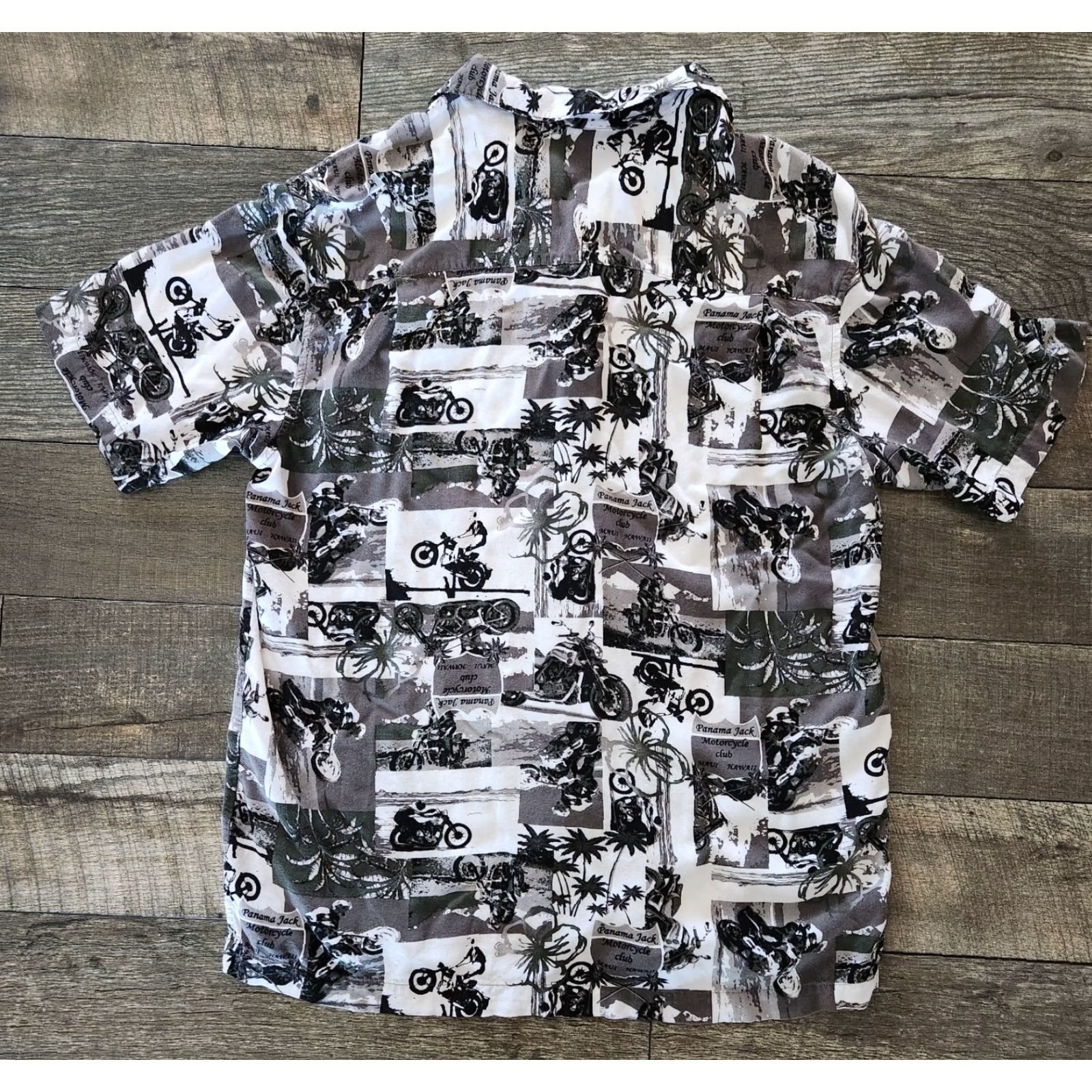 Panama Jack Panama Jack Shirt Mens XL White Black Short Sleeve Button-Up Hawaiian Motorcycle Beach Hawiian Bike Shirt Size US L / EU 52-54 / 3 - 4 Thumbnail