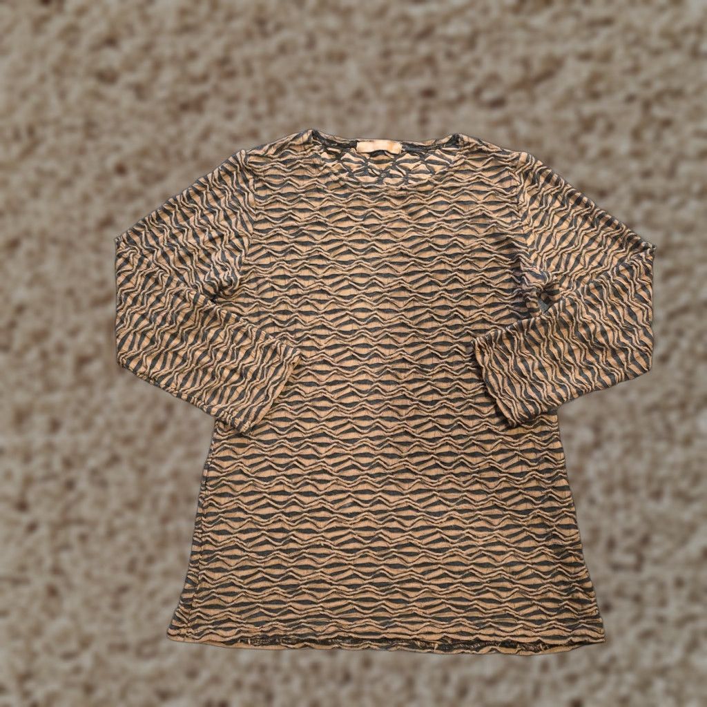 Vintage Cutloose Top Womens Medium Beige Black Textured Waves Tunic Casual Shirt Size M / US 6-8 / IT 42-44 - 1 Thumbnail