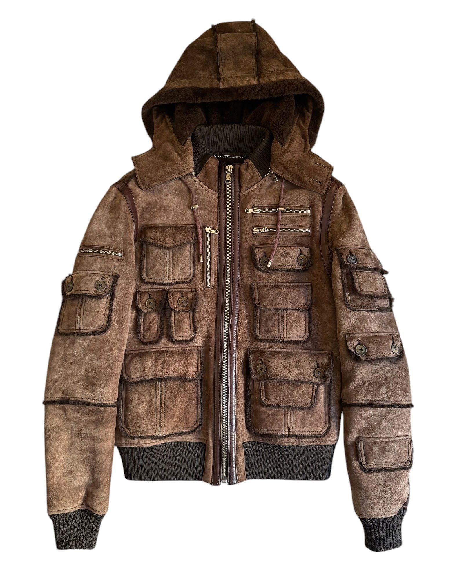 Dolce & Gabbana SHEARLING SUEDE LEATHER MULTIPOCKET JACKET Size US L / EU 52-54 / 3 - 1 Thumbnail
