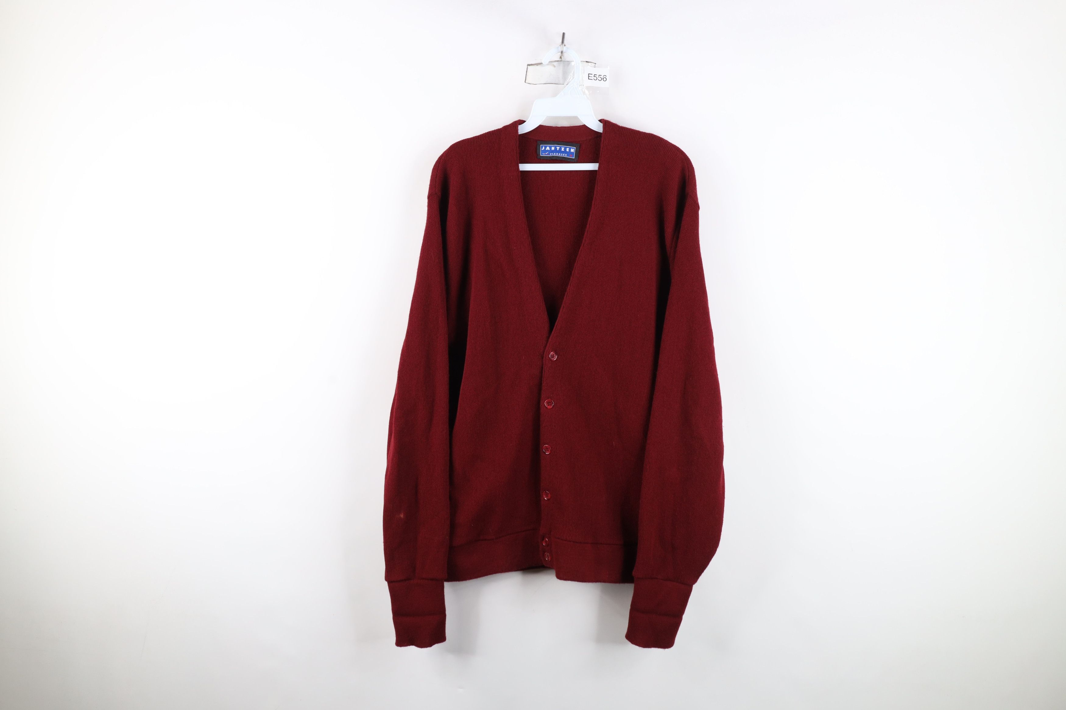 Vintage Vintage 90s Streetwear Blank Knit Cardigan Sweater Red USA Size US M / EU 48-50 / 2 - 1 Thumbnail