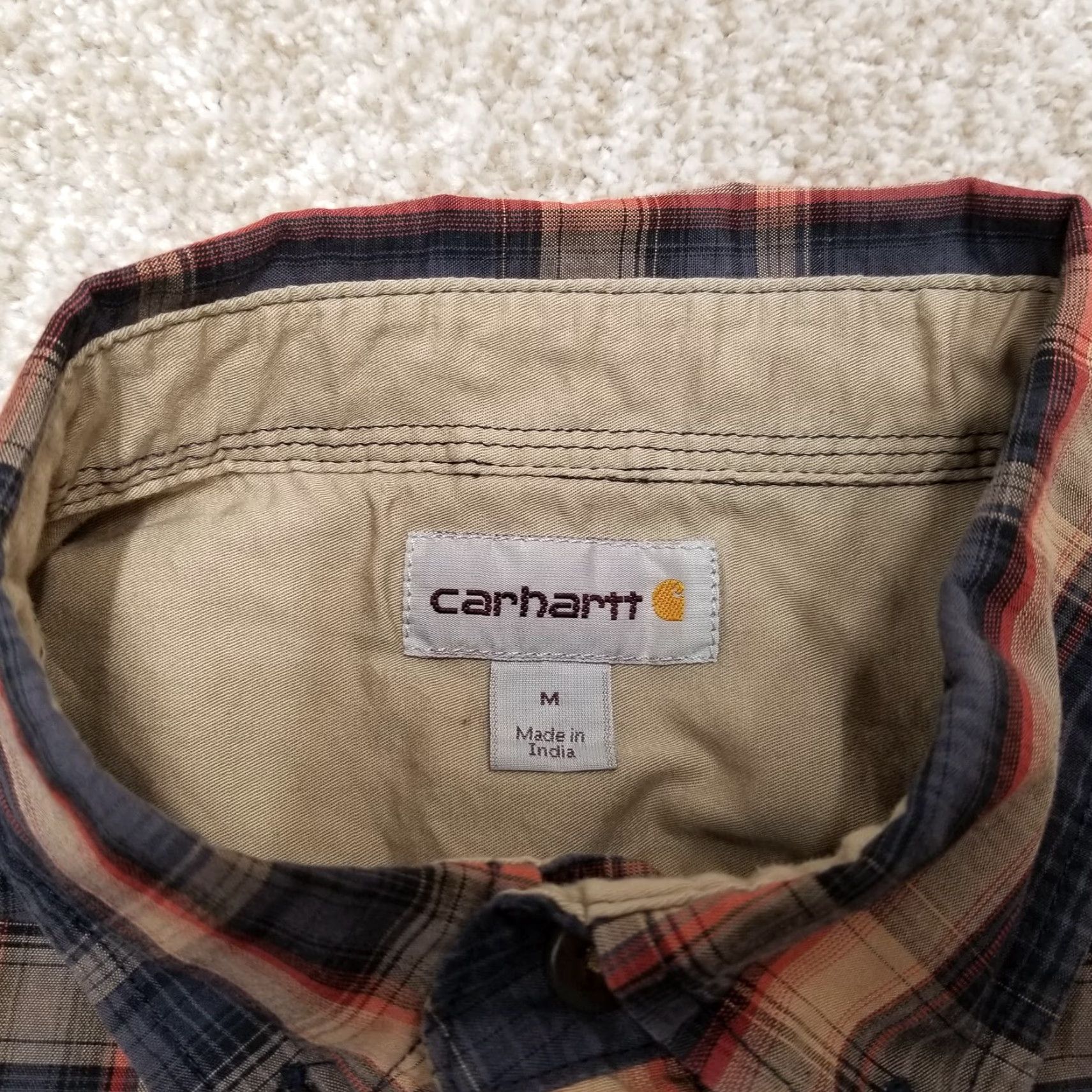 Carhartt Carhartt Shirt Mens M Grey Tan Red Plaid Button-Down Outdoor Casual Long Sleeve Cotton Button-Up Shirt Mens Size US M / EU 48-50 / 2 - 4 Thumbnail