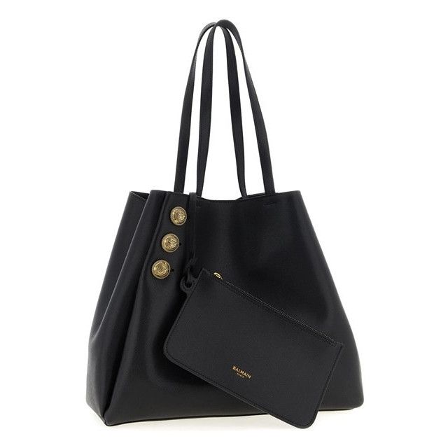 Balmain BALMAIN Emblem Black Leather Tote Bag New Size ONE SIZE - 3 Thumbnail