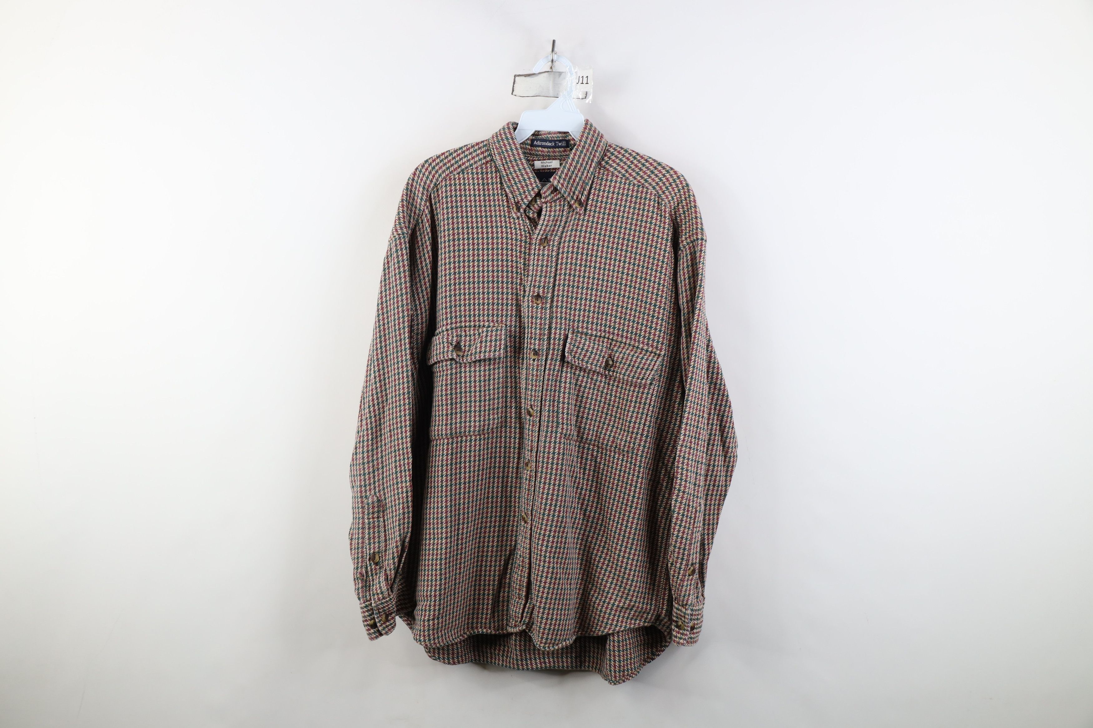 Vintage Vintage 90s Streetwear Houndstooth Flannel Button Shirt Size US M / EU 48-50 / 2 - 1 Thumbnail