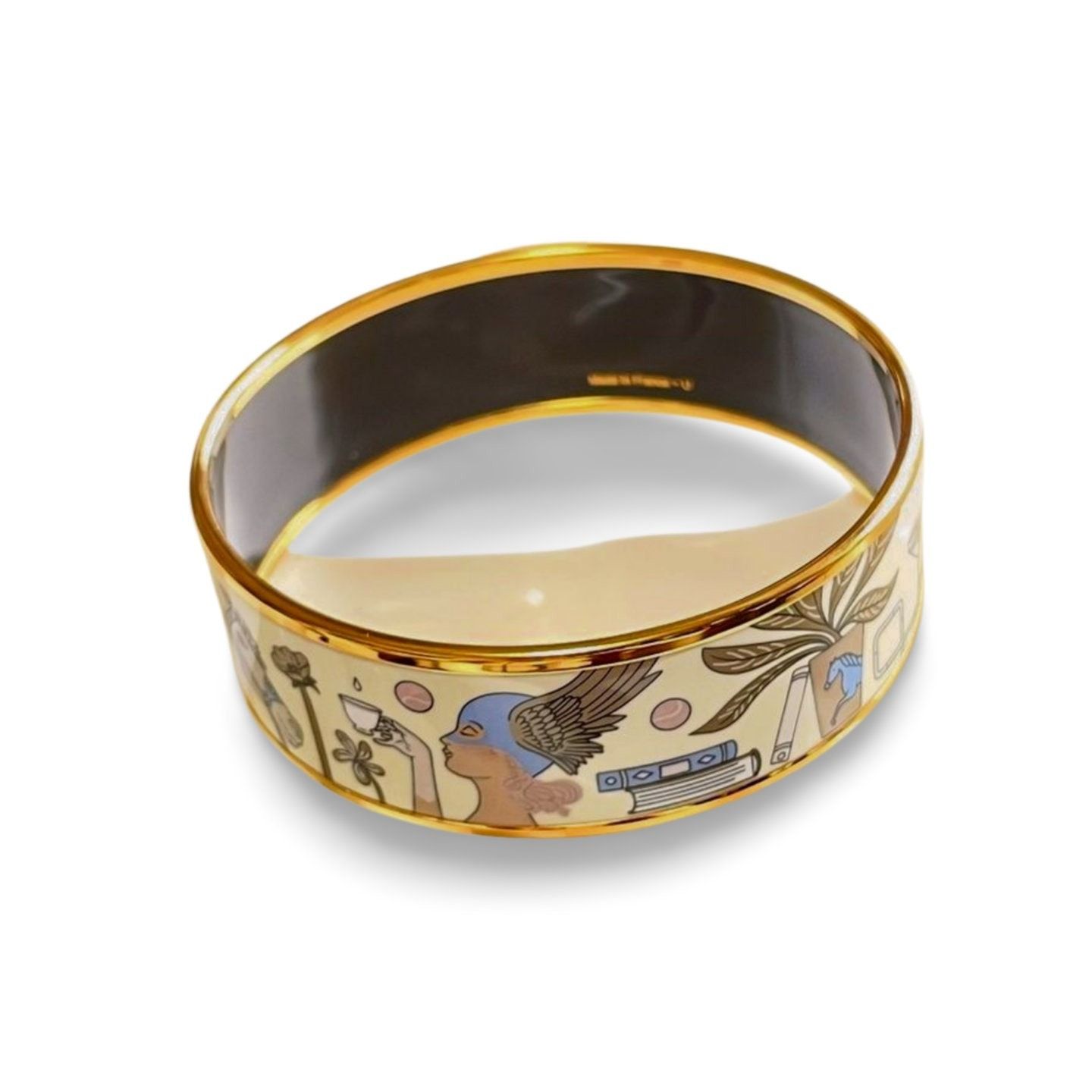 Hermes Vintage Hermes cloisonne enamel golden bangle with rabbit Size ONE SIZE - 3 Thumbnail