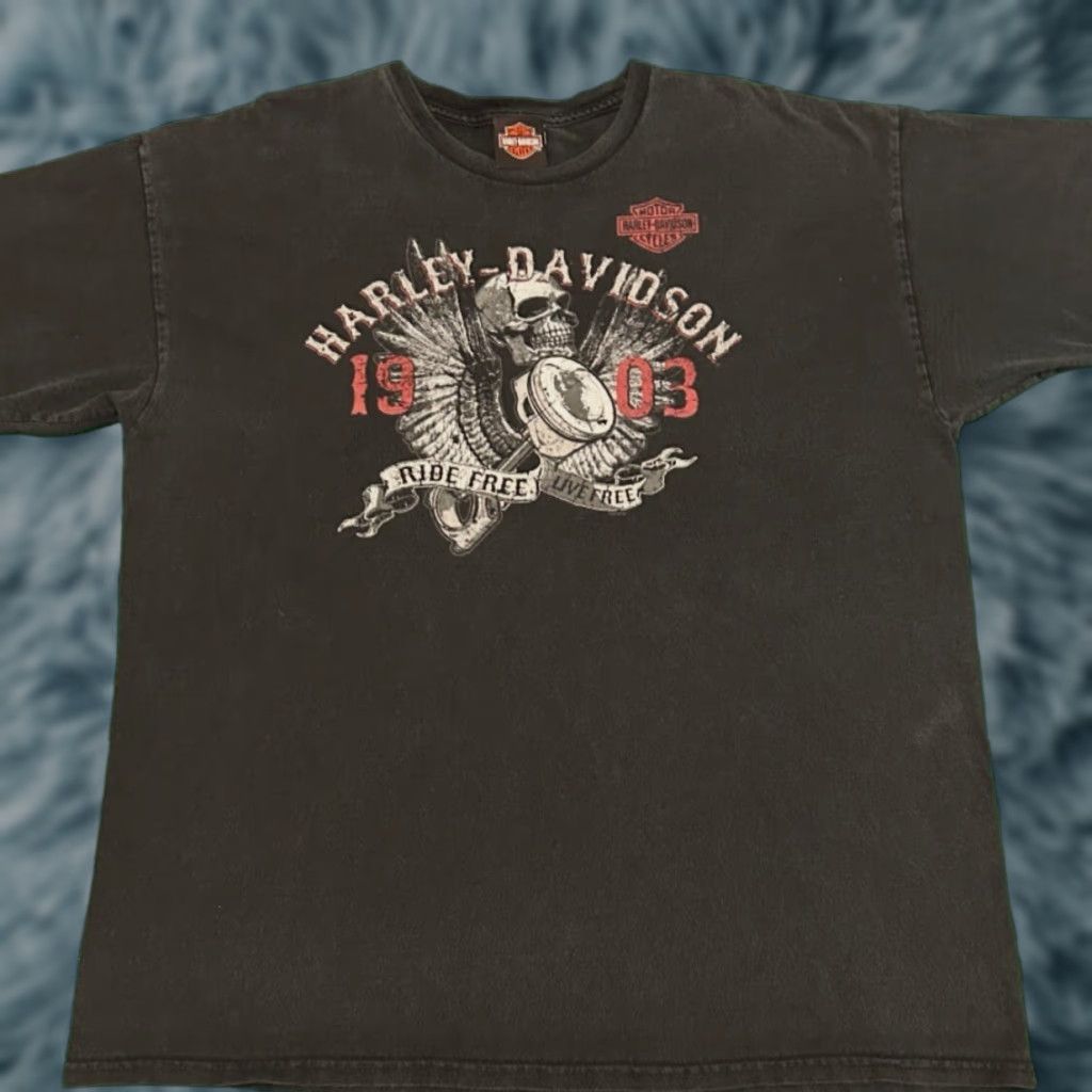 Harley Davidson VINTAGE Harley-Davidson Shirt XL Black Biker Eagle Skull Wings Logo 2013 Y2K 90s Men T-Shirt, Logo, VTG, Greensburg, PA Size US XL / EU 56 / 4 - 1 Thumbnail