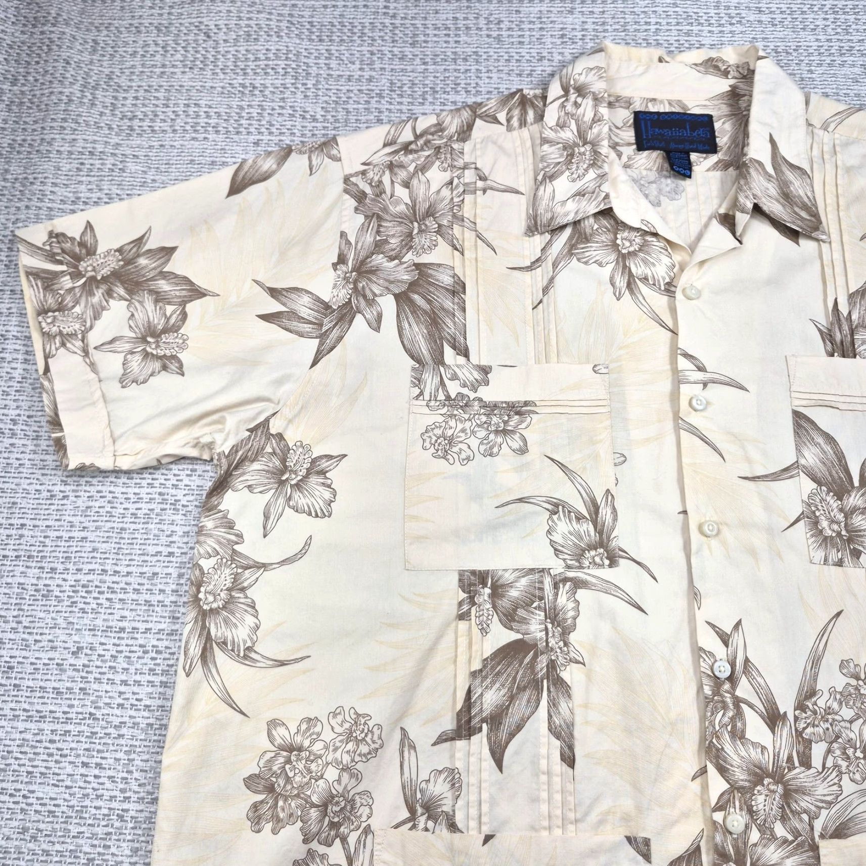 ALOHAS VINTAGE HawaiiBera Button Up Shirt Mens 2XL Beige Hawaiian Aloha Floral Cotton Size US XXL / EU 58 / 5 - 3 Thumbnail