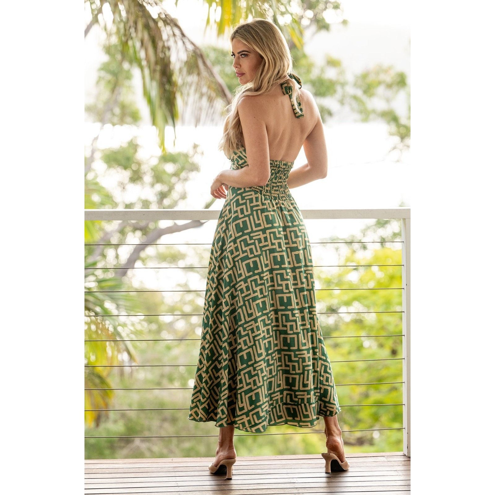 Other Cienna Geo Hatler Silk Blend Fancy Maxi Flowy Sun Dress S Size S / US 4 / IT 40 - 2 Thumbnail