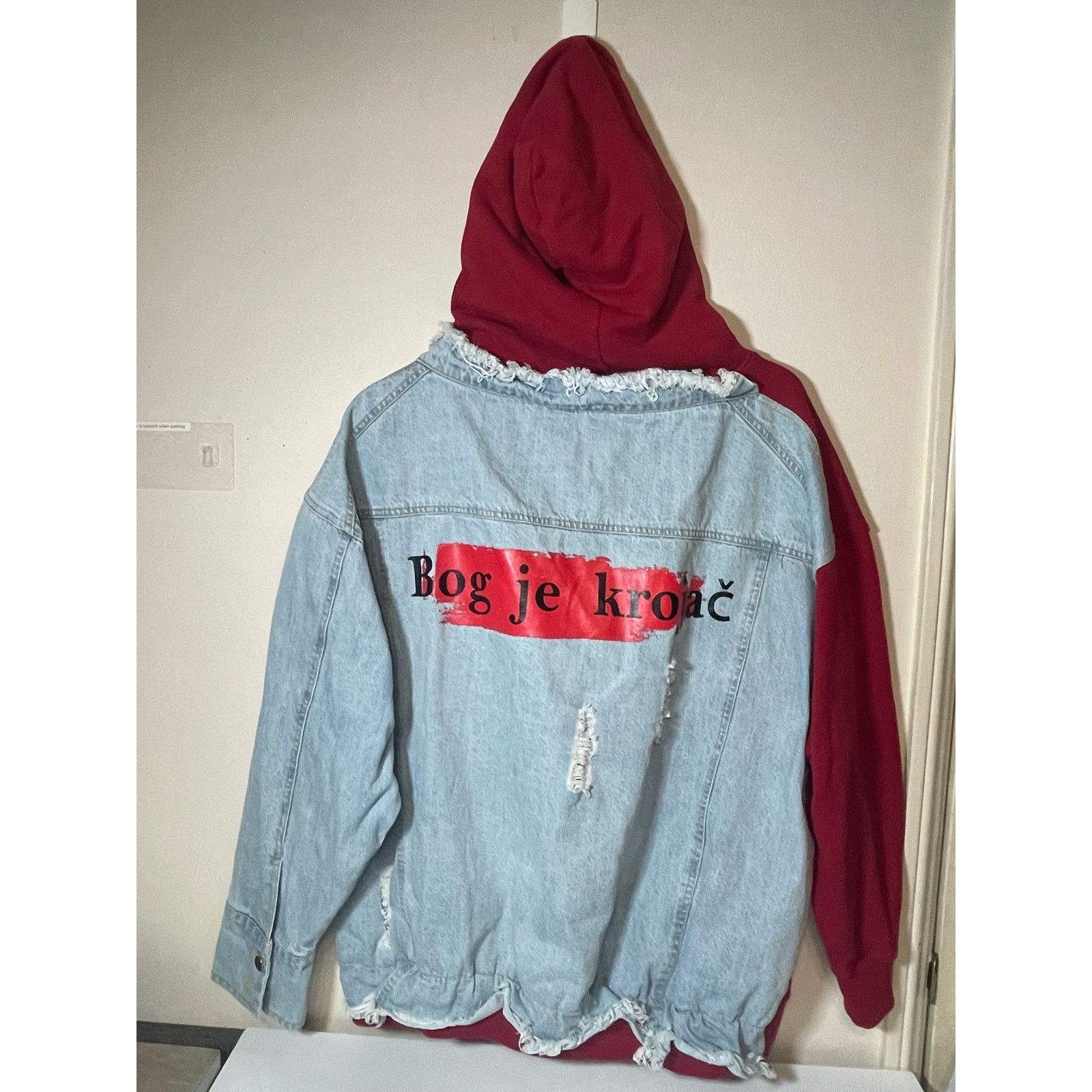 Other DCFJ Jacket Hooded Fleece/Denim Jean Jacket Mens - Size M Size M / US 6-8 / IT 42-44 - 4 Thumbnail