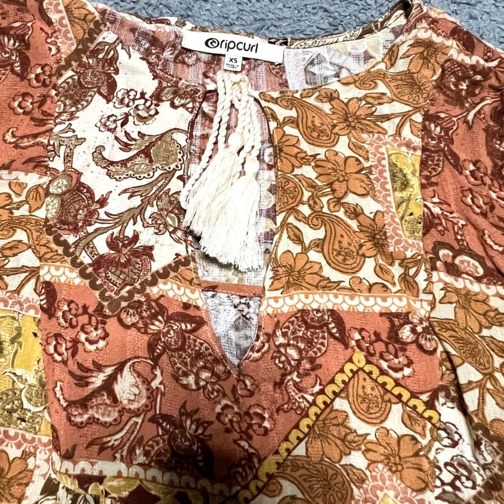 Rip Curl Womens Ripcurl Wanderer Floral Blouse Shirt Bell Sleeve Oversized XS Size XS / US 0-2 / IT 36-38 - 3 Thumbnail