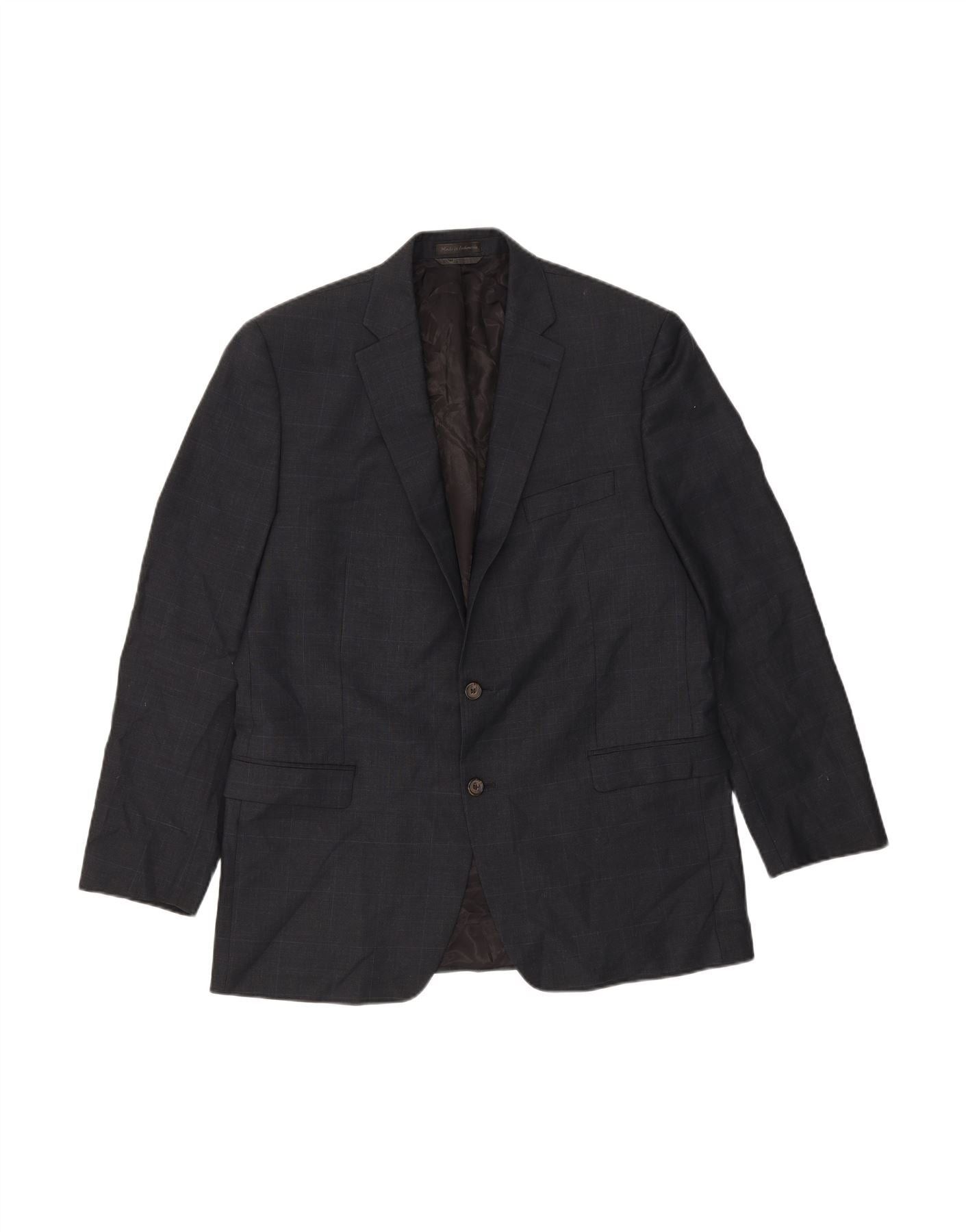 Ralph Lauren Mens Long 2 Button Blazer Jacket UK 44 2XL Navy Blue Check Size US L / EU 52-54 / 3 - 1 Thumbnail