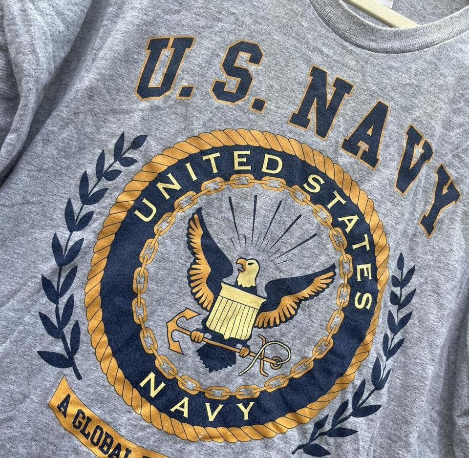 Vintage Vintage US Navy T-Shirt Gray Bayside Made In USA Large Size US XL / EU 56 / 4 - 4 Thumbnail