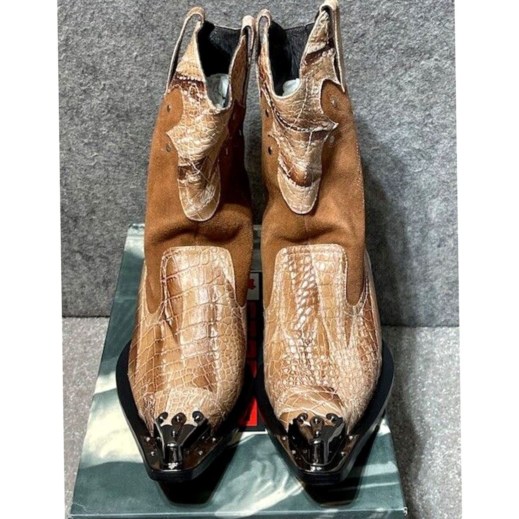 Vintage Fiesso Aurelio Garcia Boots 7 Western Cowboy Glam Rock Edgy Clubwear Rockabilly Men Leather Cap Toe Slip On Pointed Toe Casual Workwear Vintage No N/A Size US 7 / EU 40 - 4 Thumbnail