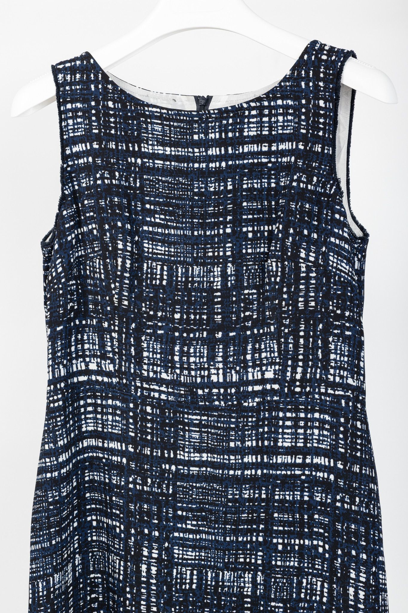 Escada Escada Divatu Navy Plaid Crepe Mini Dress Size M / US 6-8 / IT 42-44 - 3 Thumbnail