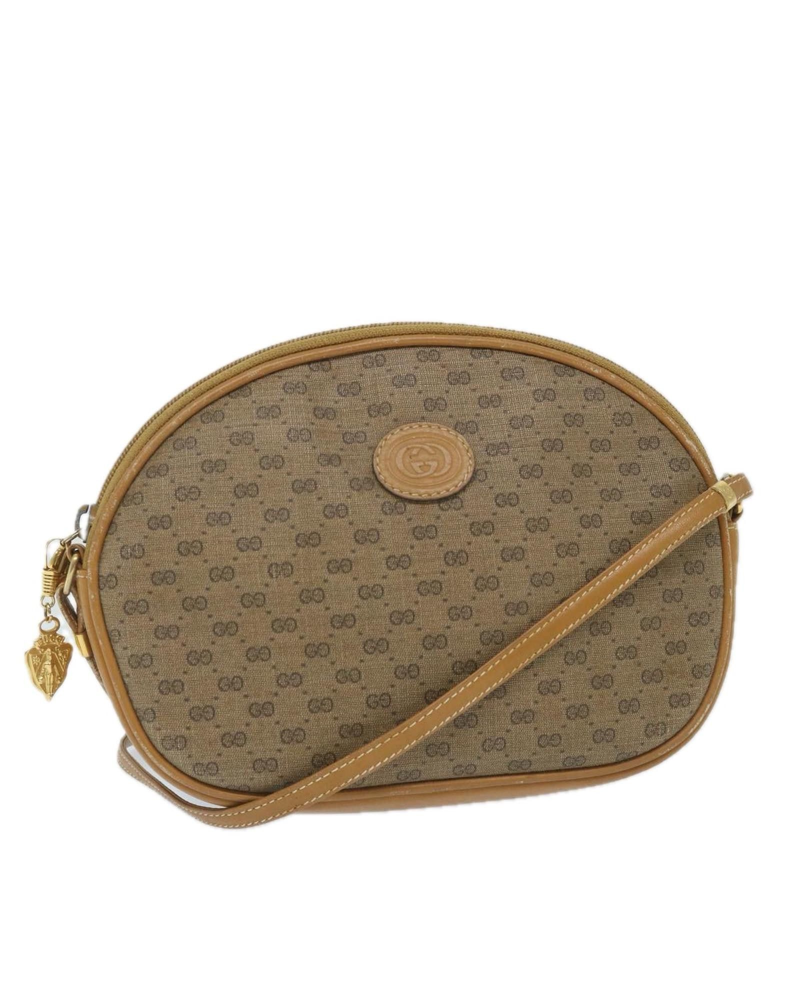 image of Gucci Canvas Shoulder Bag With Micro GG Pattern in Beige, Women's